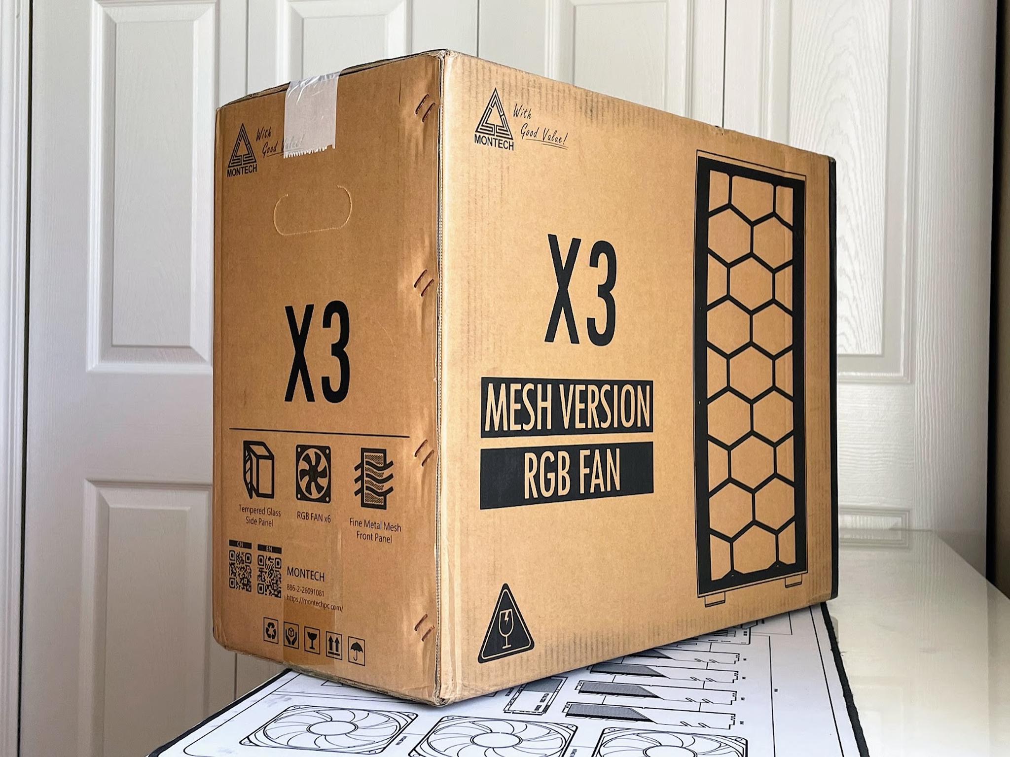 BNIB Montech X3 Mesh Tempered Glass Mid-Tower ATX PC Case - White w/ 6x Preinstalled 120mm RGB Fans