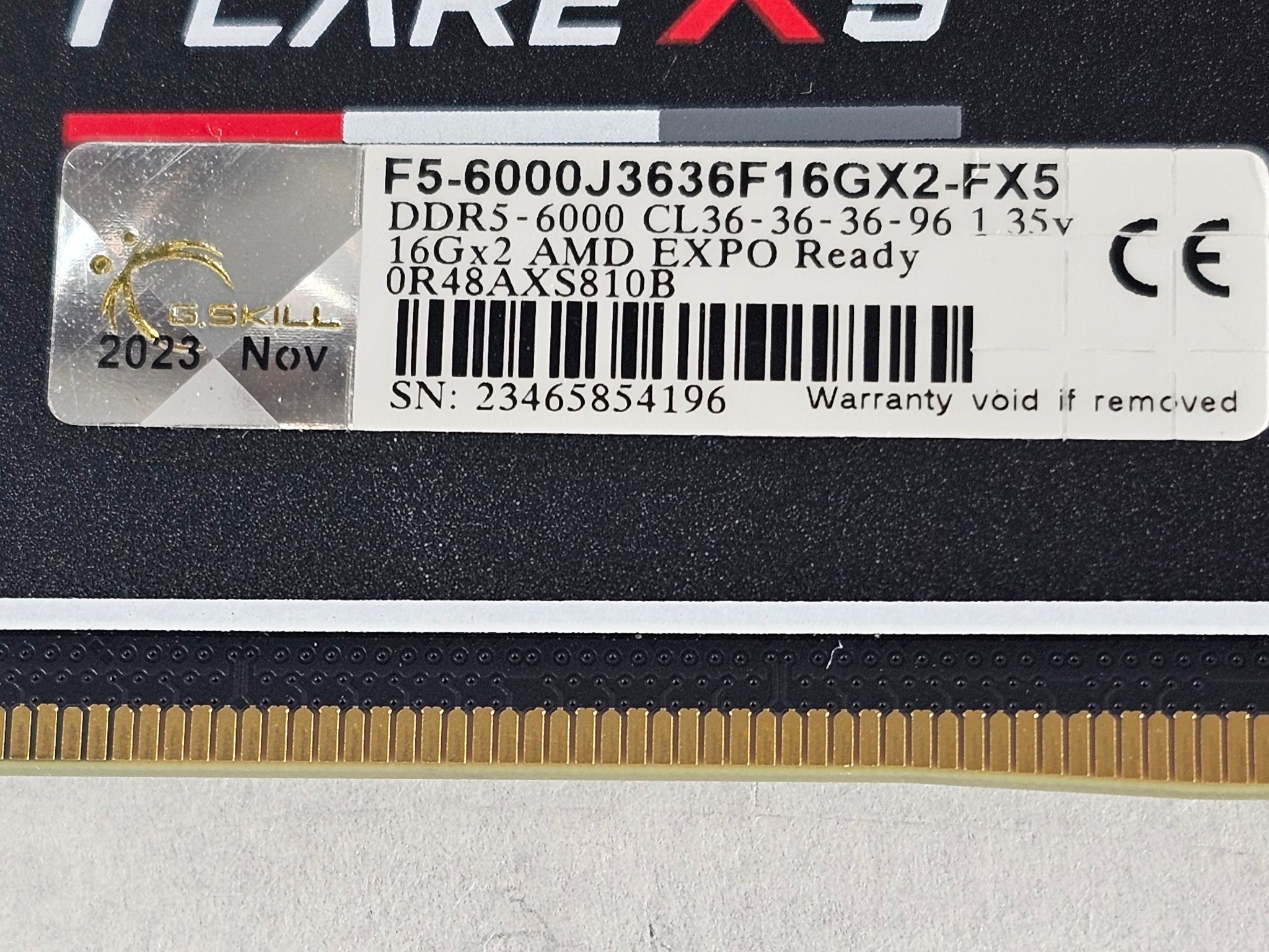 32GB DDR5 (2x16GB) CL36 6000MT/s G.Skill Flare X5