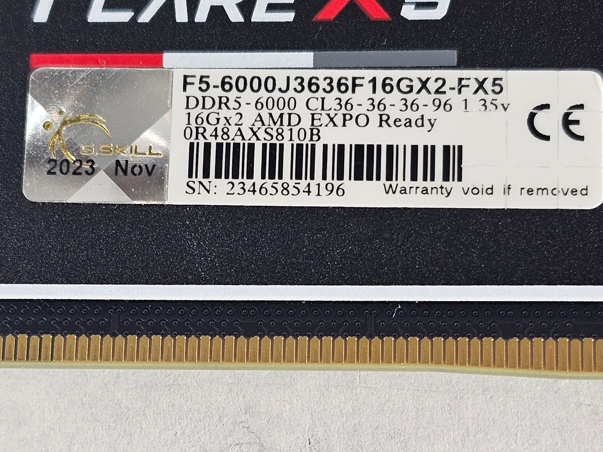 32GB DDR5 (2x16GB) CL36 6000MT/s G.Skill Flare X5