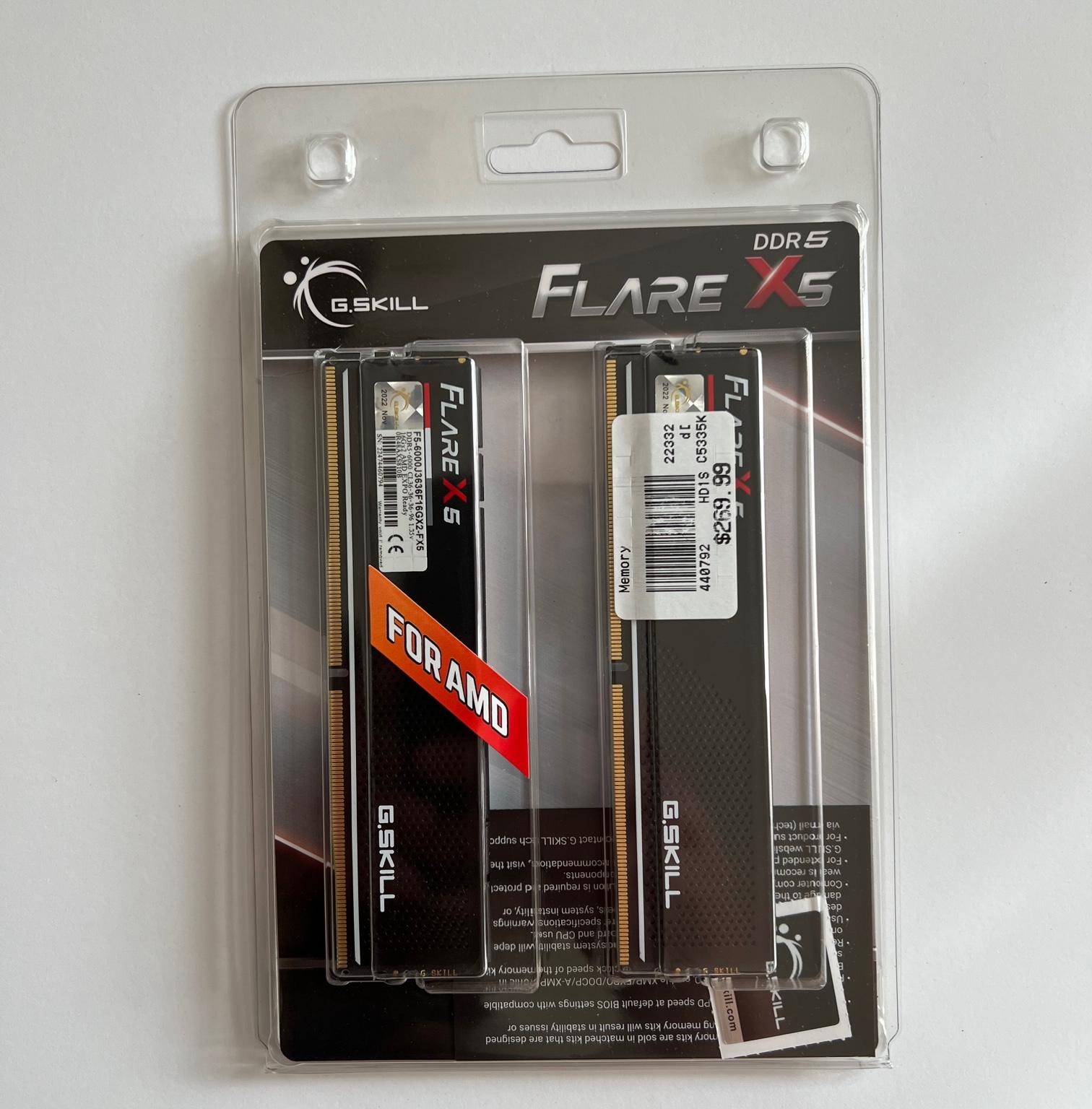 G.Skill Flare X5 DDR5 6000 (AMD Expo) 32GB (2 x 16GB) 288-Pin SDRAM DDR5 6000 