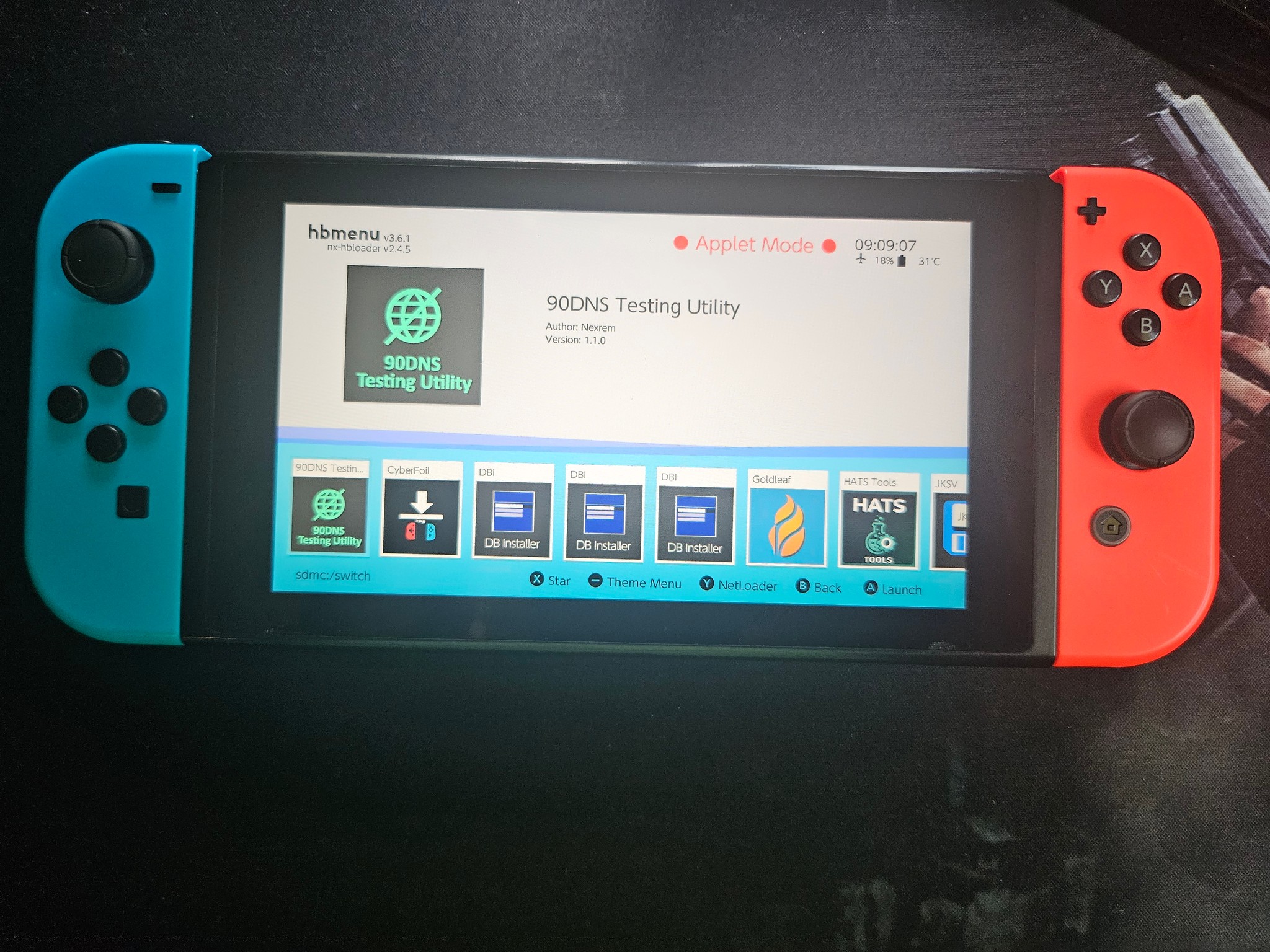 Modded Switch with 128GB SD Card and Charger