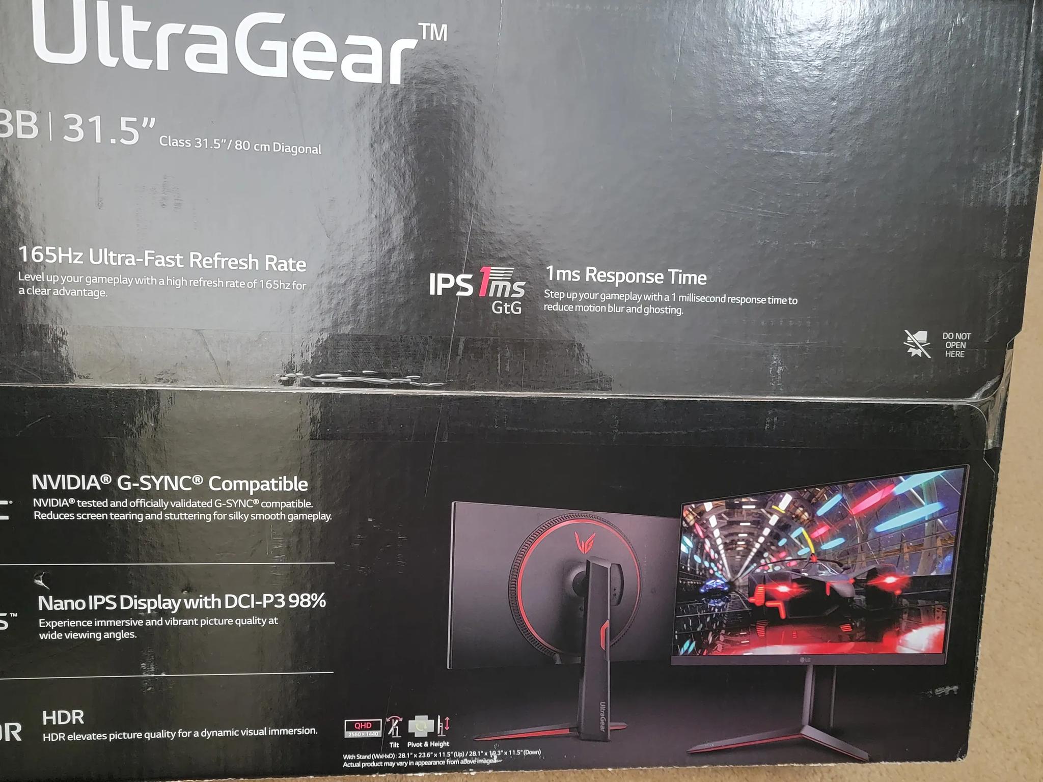 LG 32 inch UltraGear 1440p Nano IPS 1ms 165Hz HDR Monitor with G-SYNC and FreeSync Compatibility