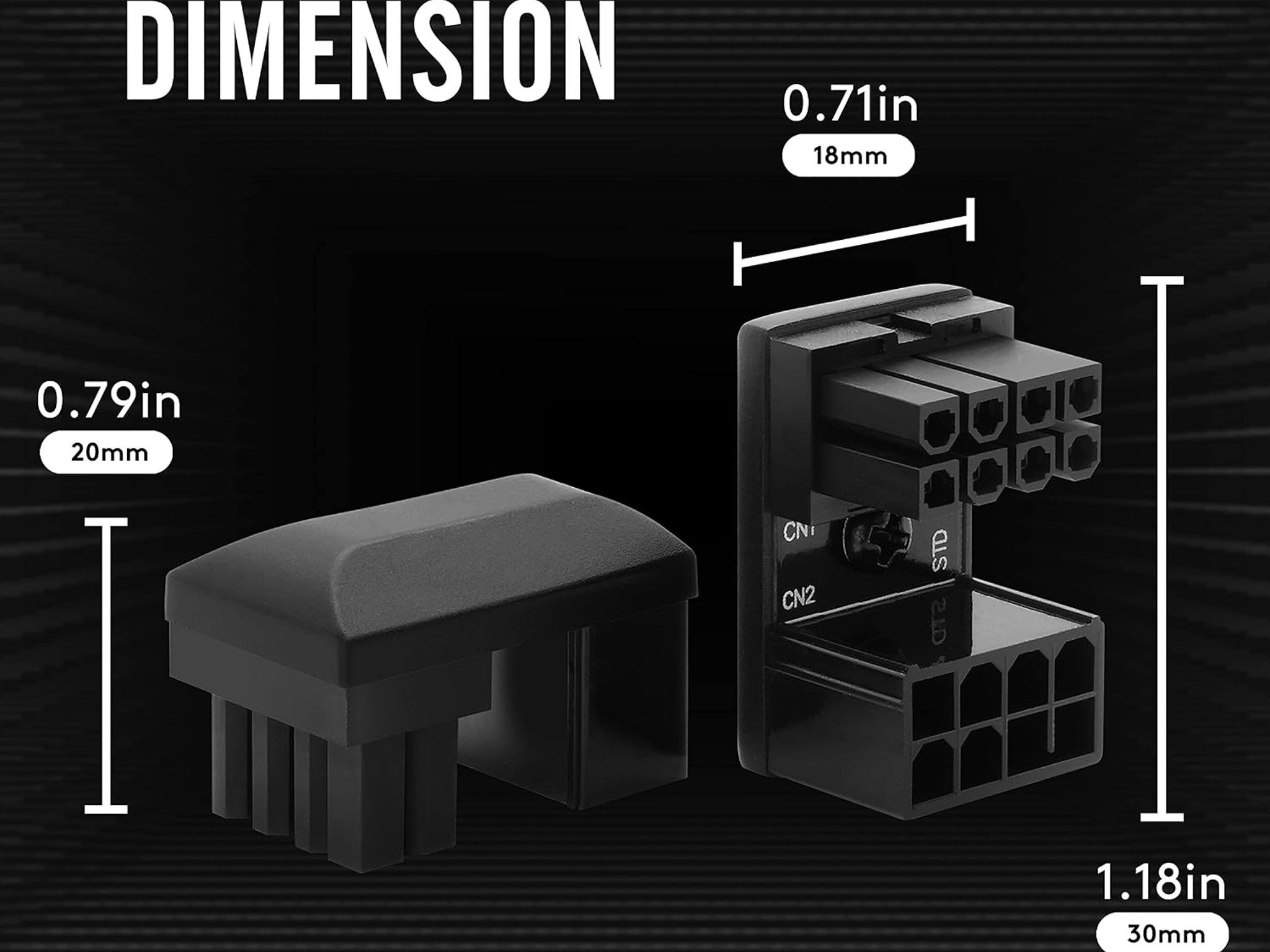 EZDIY-FAB GPU VGA PCIE 8 Pin U Turn 180 Degree Angle STD Connector Power Adapter