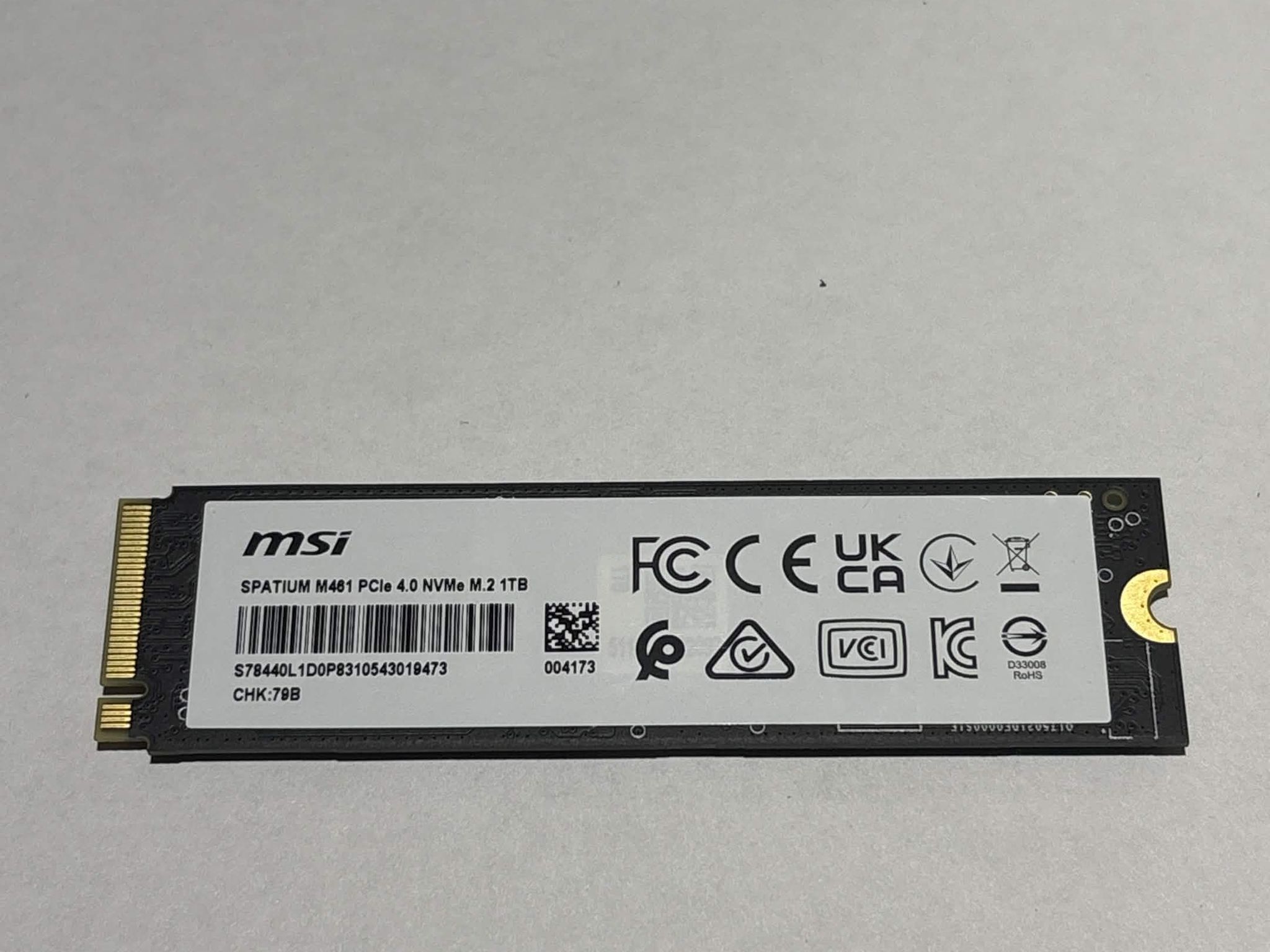 MSI SPATIUM M461 1TB PCIe Gen4 NVMe M.2 SSD | Tested Working