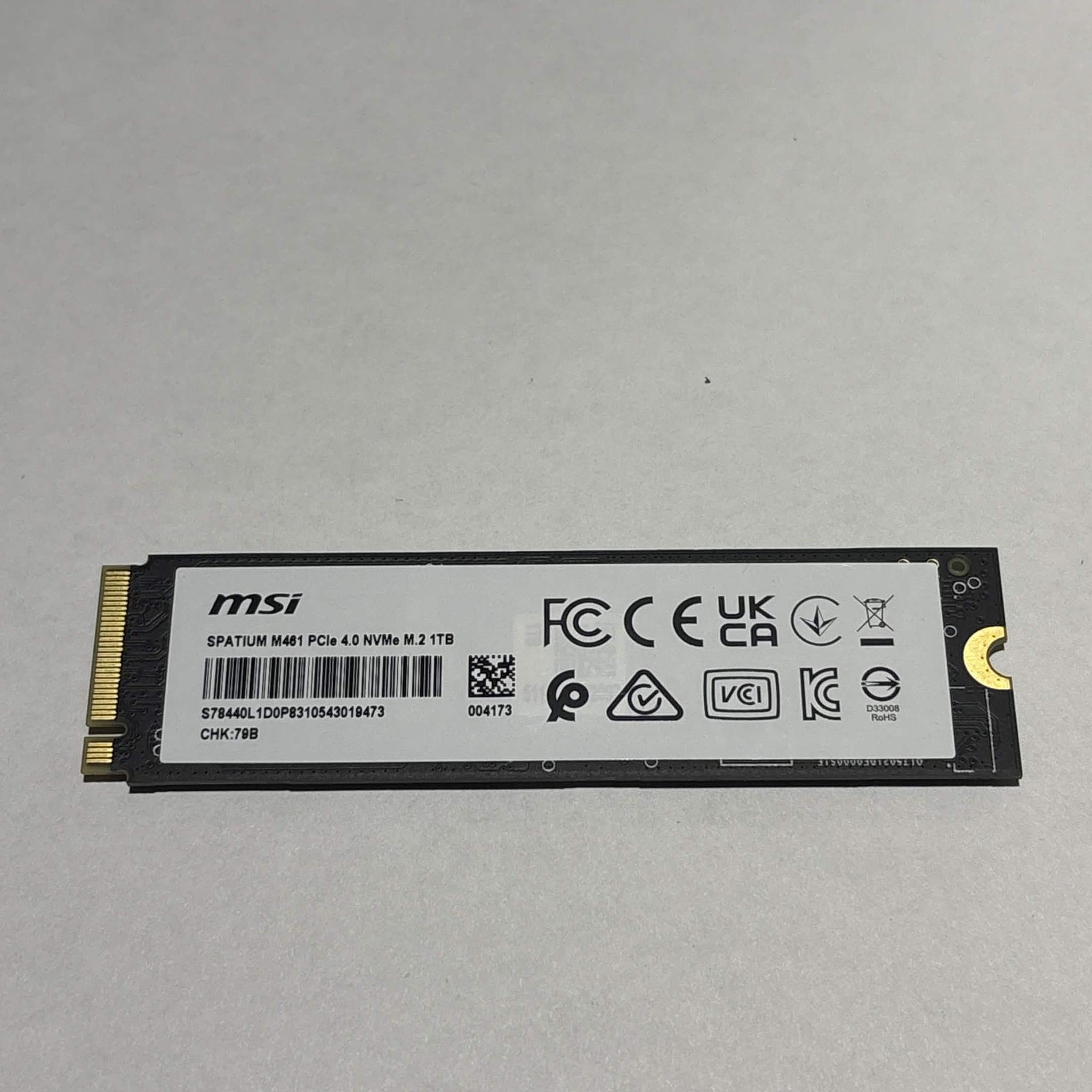 MSI SPATIUM M461 1TB PCIe Gen4 NVMe M.2 SSD | Tested Working