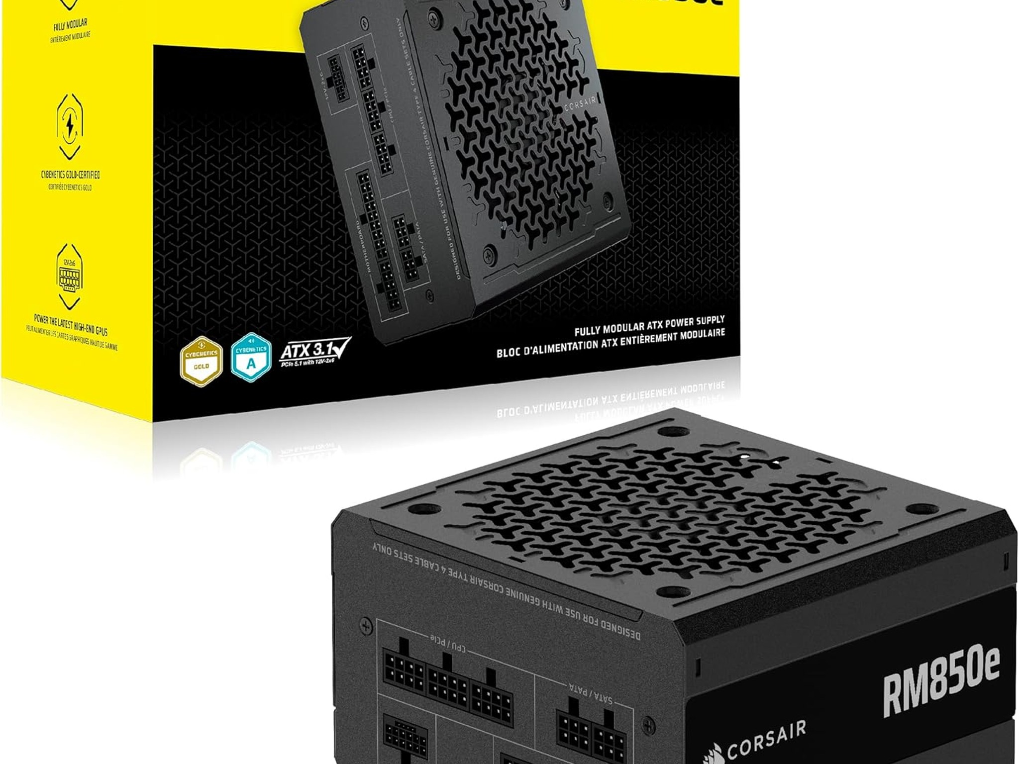 BNIB Corsair RMe 850W 80+/Cybernetics Gold Fully Modular ATX 3.1/PCIe 5.1 Ready PSU