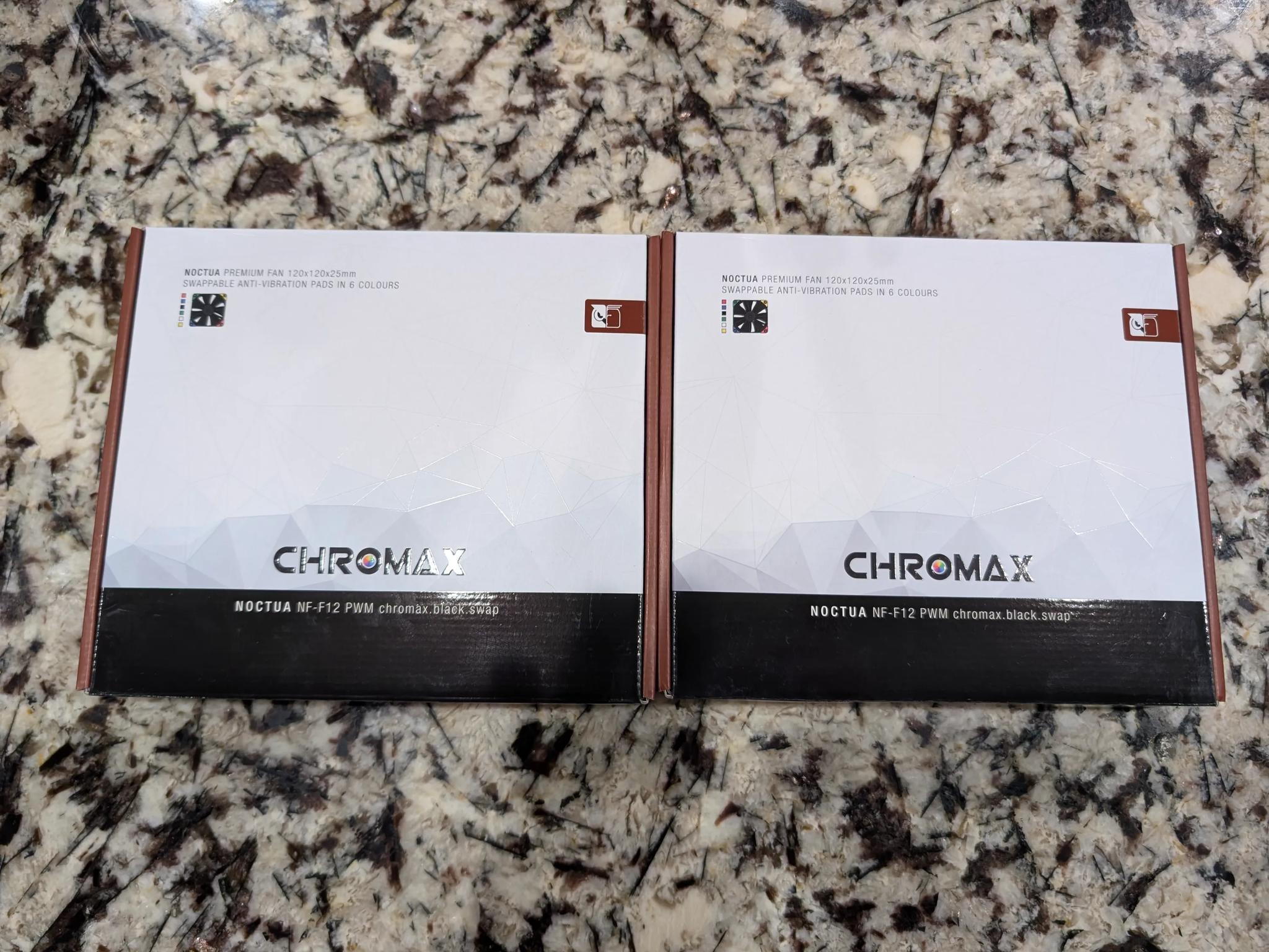 x2 Noctua NF-F12 120mm PWM Chromax Black Swap Pressure Optimized Fans