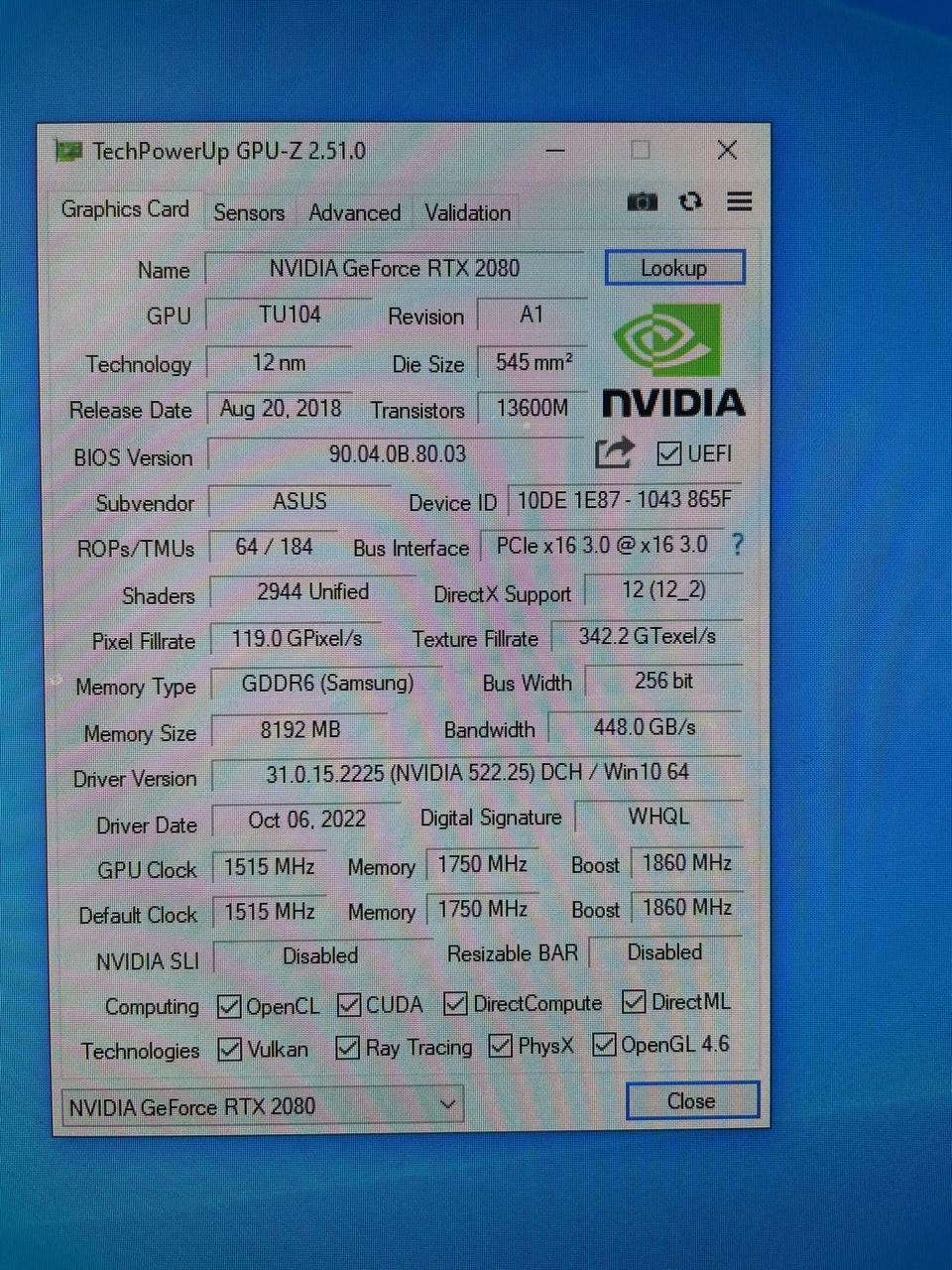 ASUS Strix 2080 8GB