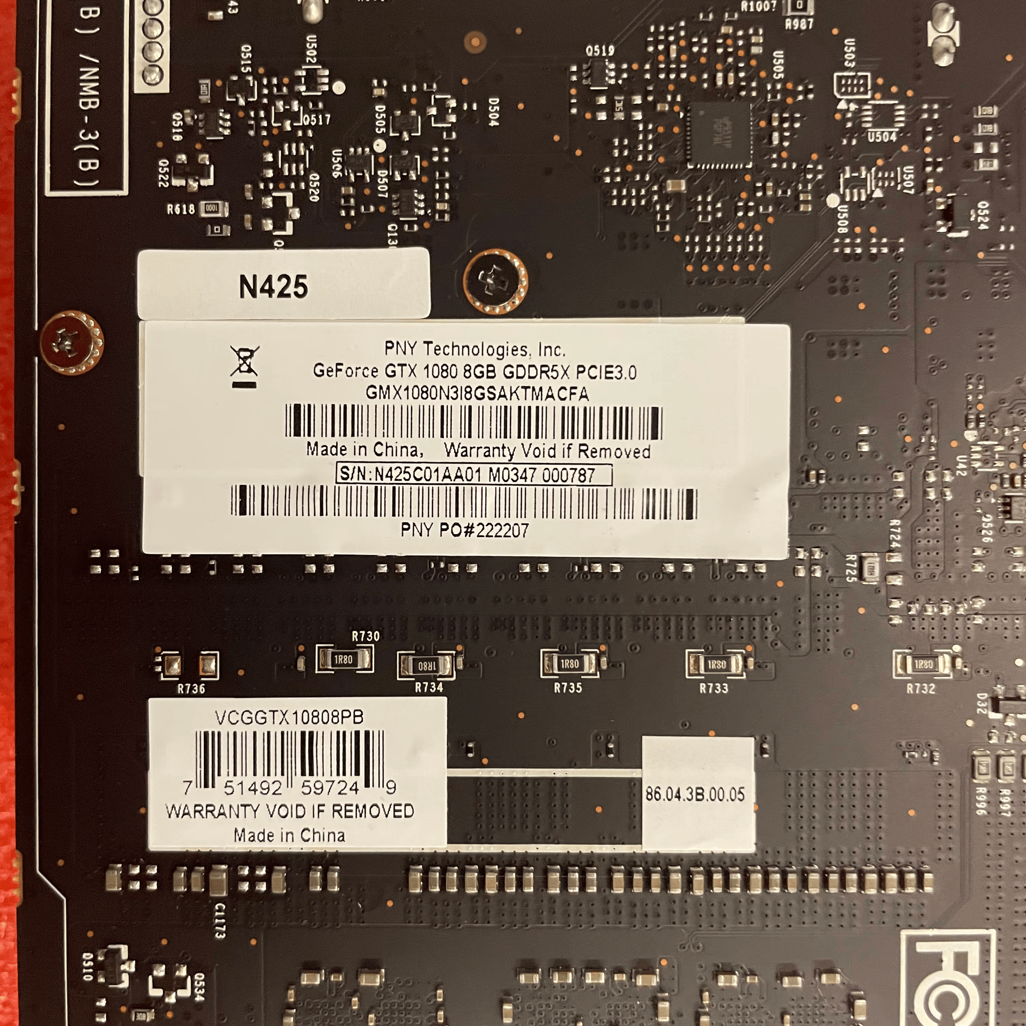 PNY Geforce GTX 1080 8GB Blower, Shroud removed/not included