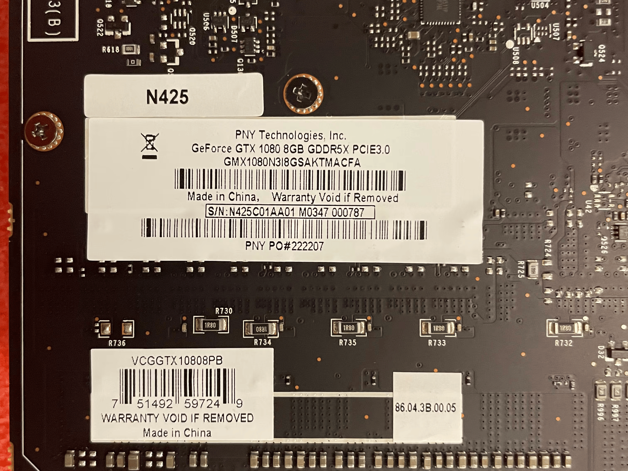 PNY Geforce GTX 1080 8GB Blower, Shroud removed/not included