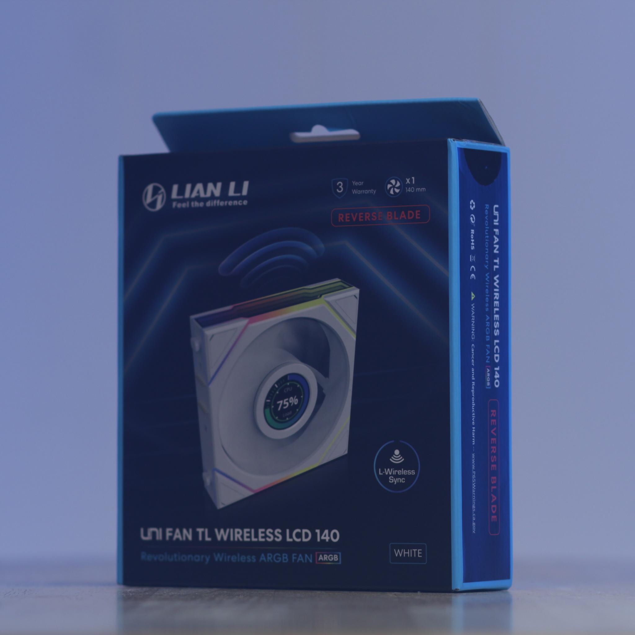 Lian Li 3-Pack UNI FAN TL Wireless LCD 140 ARGB Reverse Blade + L-Wireless Controller (White)