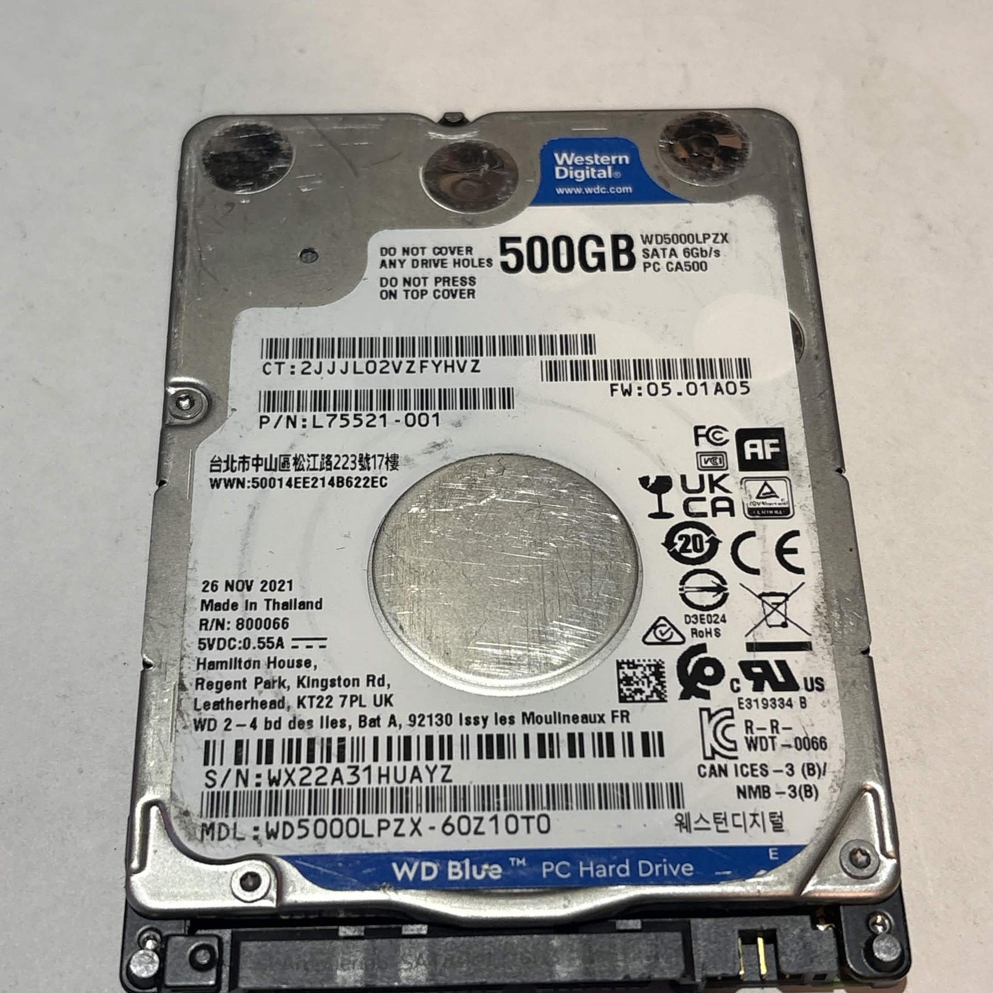 Western Digital 500GB SATA Laptop Hard Drive | Tested & Functional