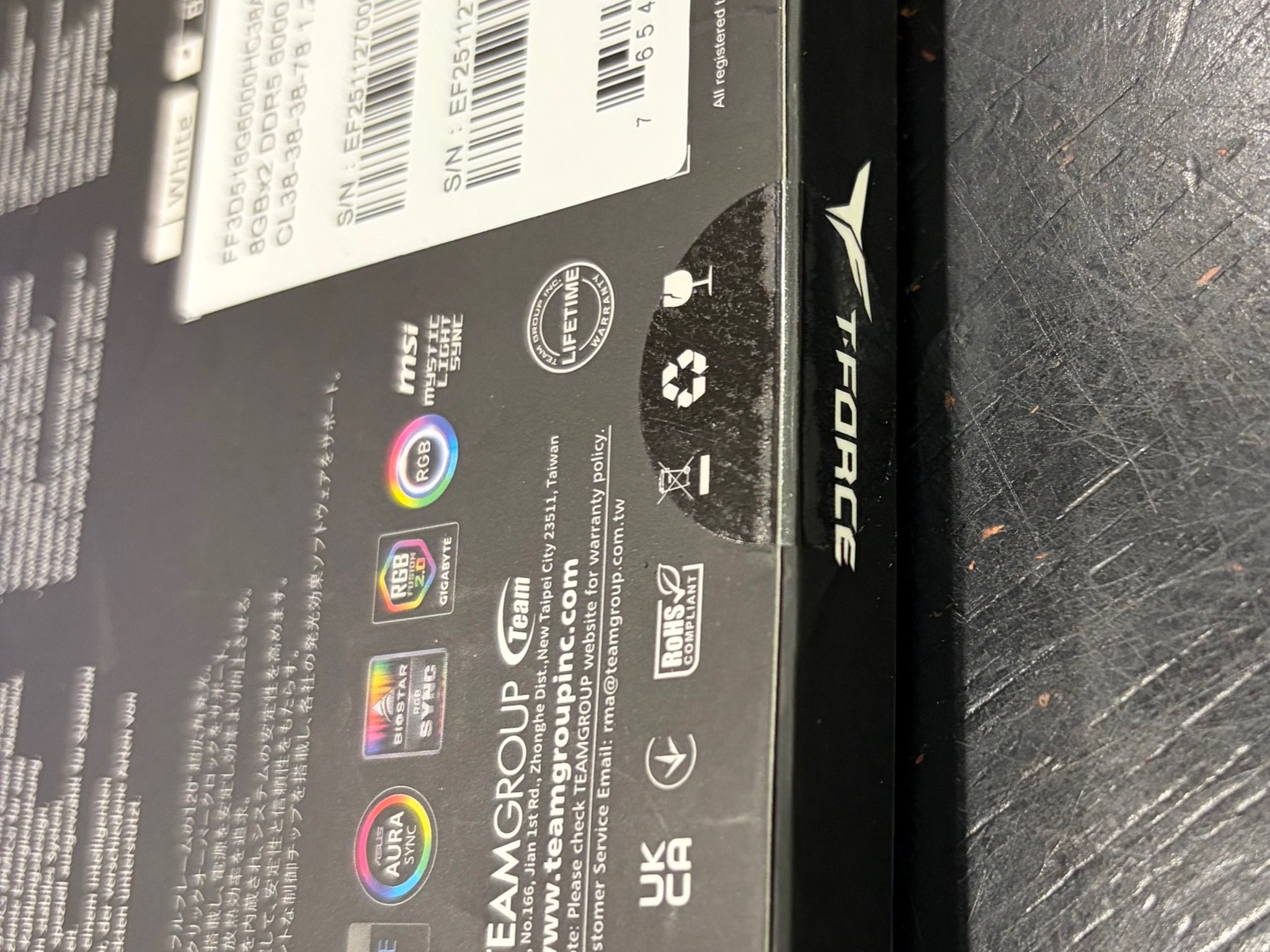 New/Sealed: 16GB (2 x 8GB) T-Force Delta RGB DDR5 6000mhz