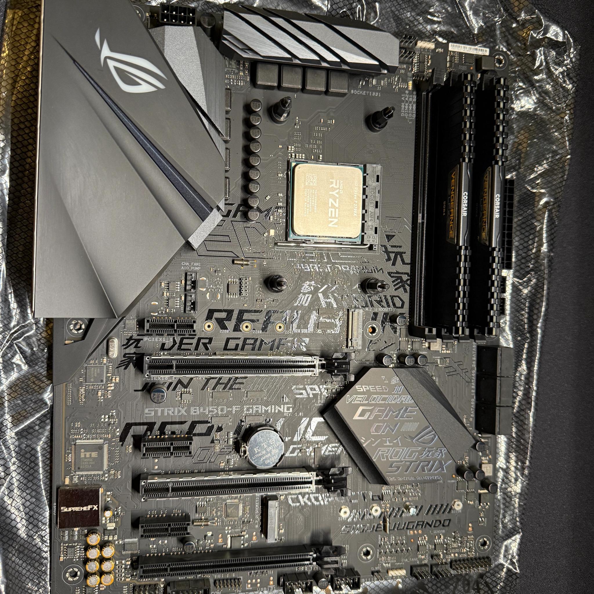 ROG STRIX B450-F Gaming w/ Ryzen 7 2700x, 16g Memory, Kraken x53 AIO, EVGA 600BQ & Extras Read Desc.