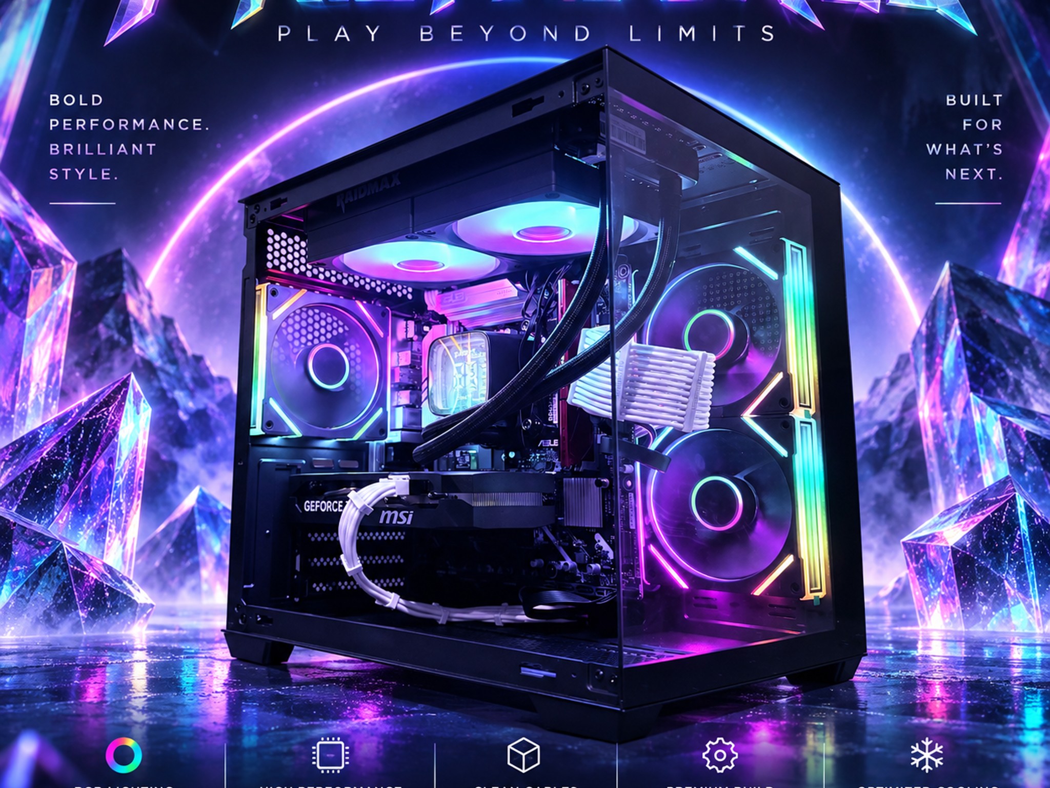 ⚫️"Prism Surge"🌈 | 1440p Gaming | RTX 5060 | Ultra 5 225F | 16GB DDR5 | 2TB SSD | Free Shipping