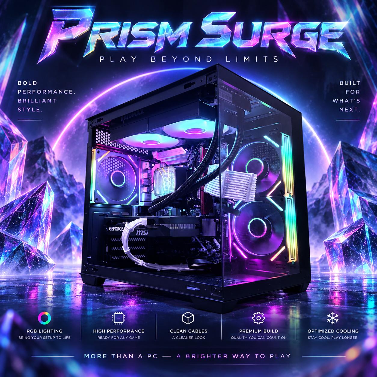 ⚫️"Prism Surge"🌈 | 1440p Gaming | RTX 5060 | Ultra 5 225F | 16GB DDR5 | 2TB SSD | Free Shipping