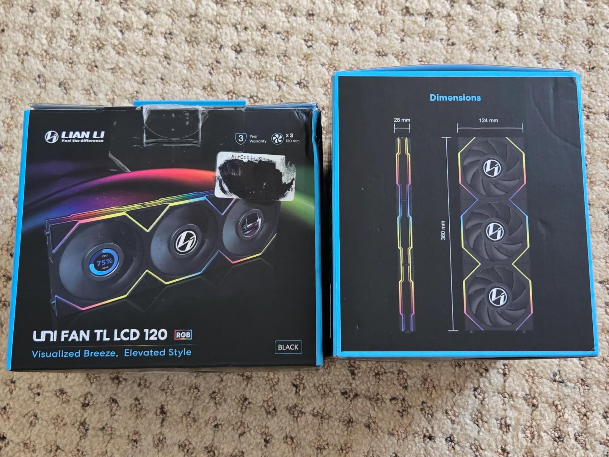 Lian Li UNIFAN TL LCD 120 Fans - Triple Pack x2 - Black || 6 Fans and controller!