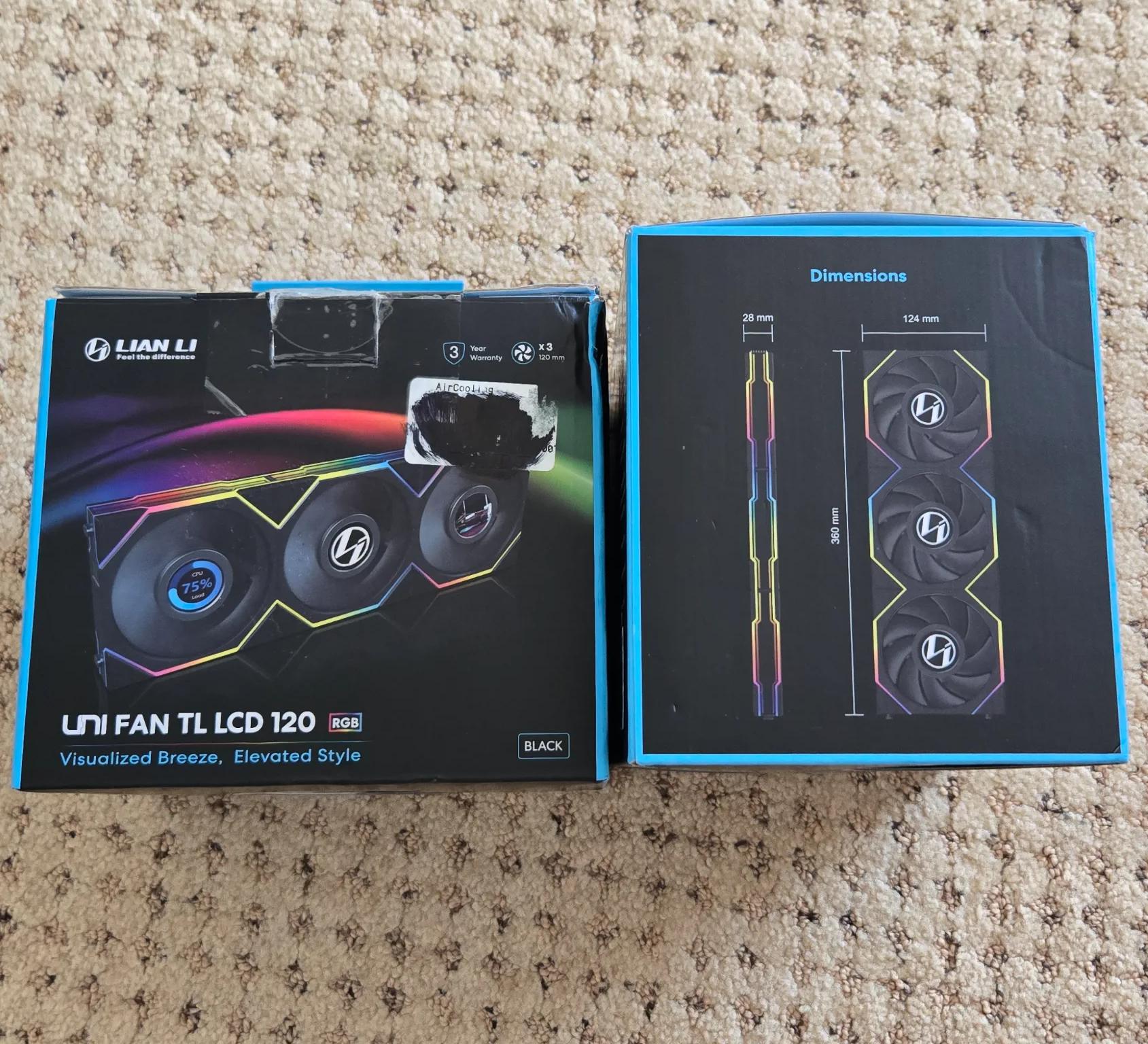 Lian Li UNIFAN TL LCD 120 Fans - Triple Pack x2 - Black || 6 Fans and controller!