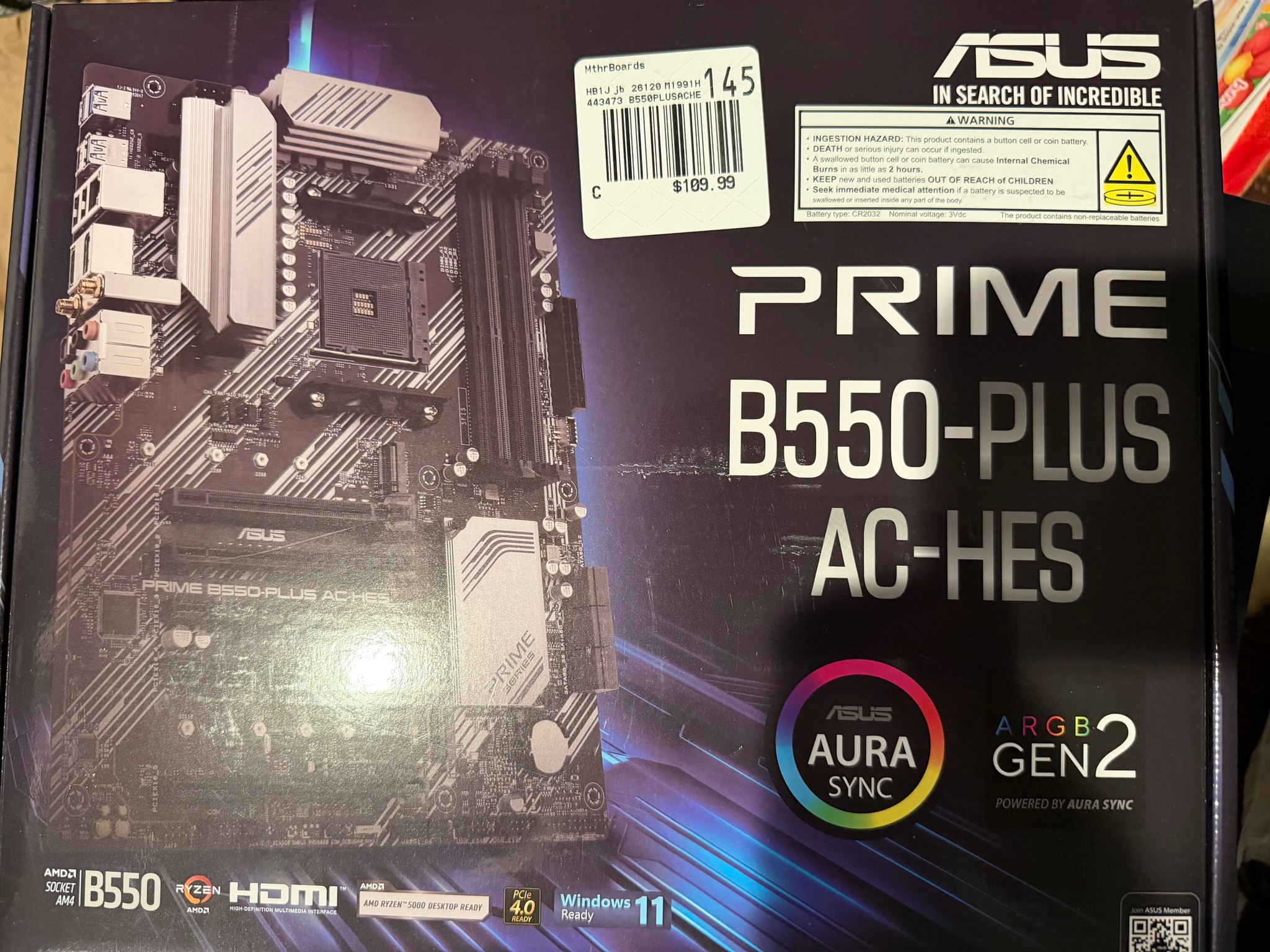 ASUS B550-PLUS Prime AC-HES AMD AM4 ATX Wifi Motherboard
