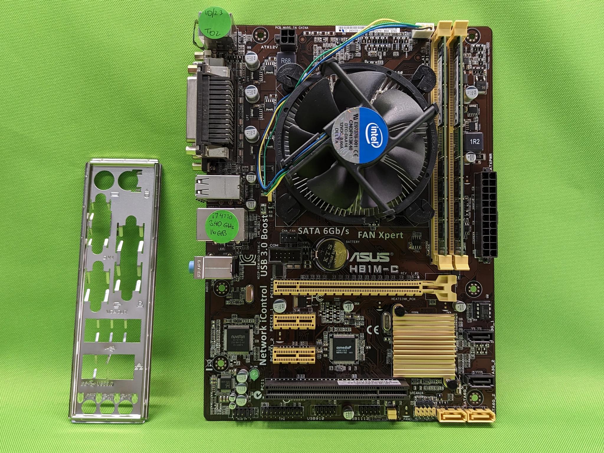 ASUS H81M-C Motherboard Combo + i7-4770 3.40 Ghz + 16GB RAM + Cooler/IO Shield mATX