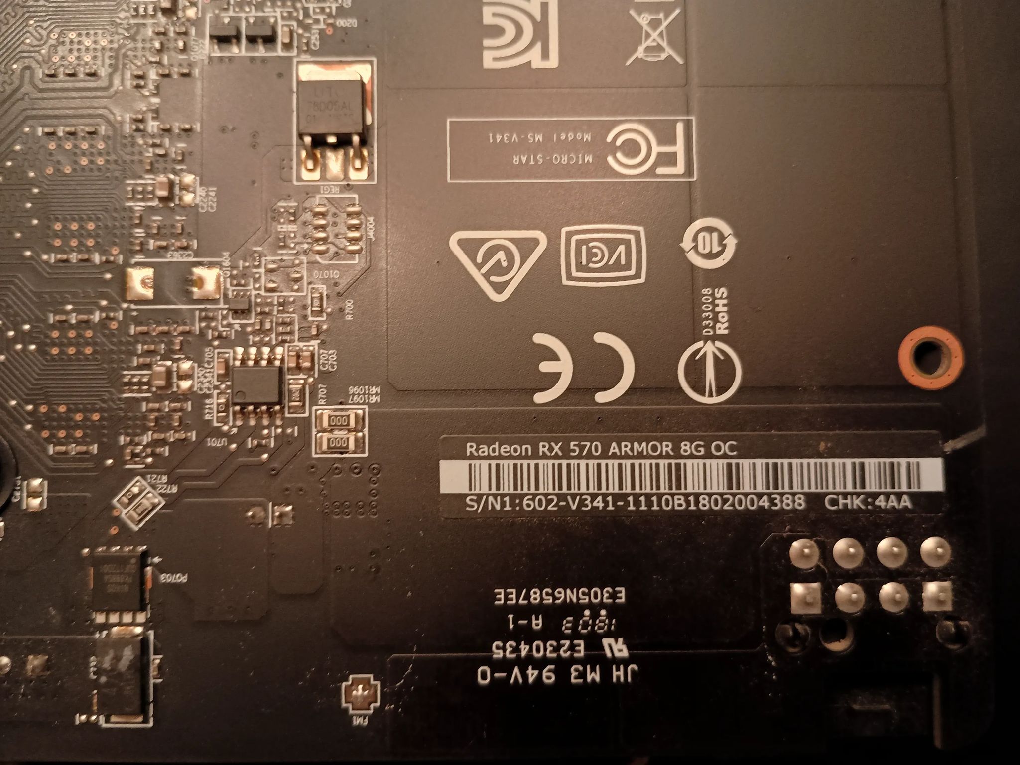 MSI Armor RX 570 RX570 8G OC
