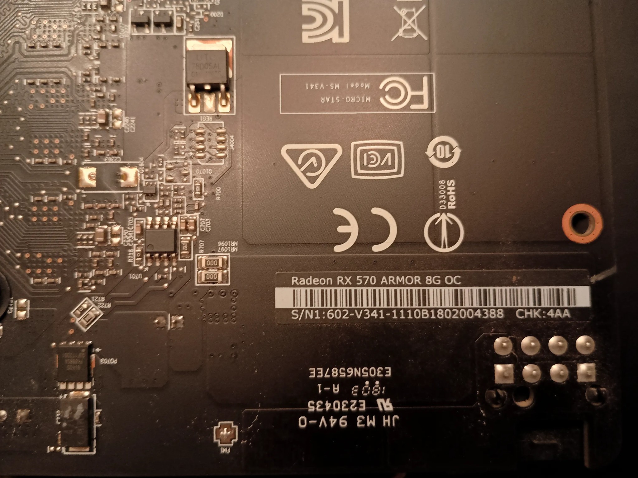 MSI Armor RX 570 RX570 8G OC