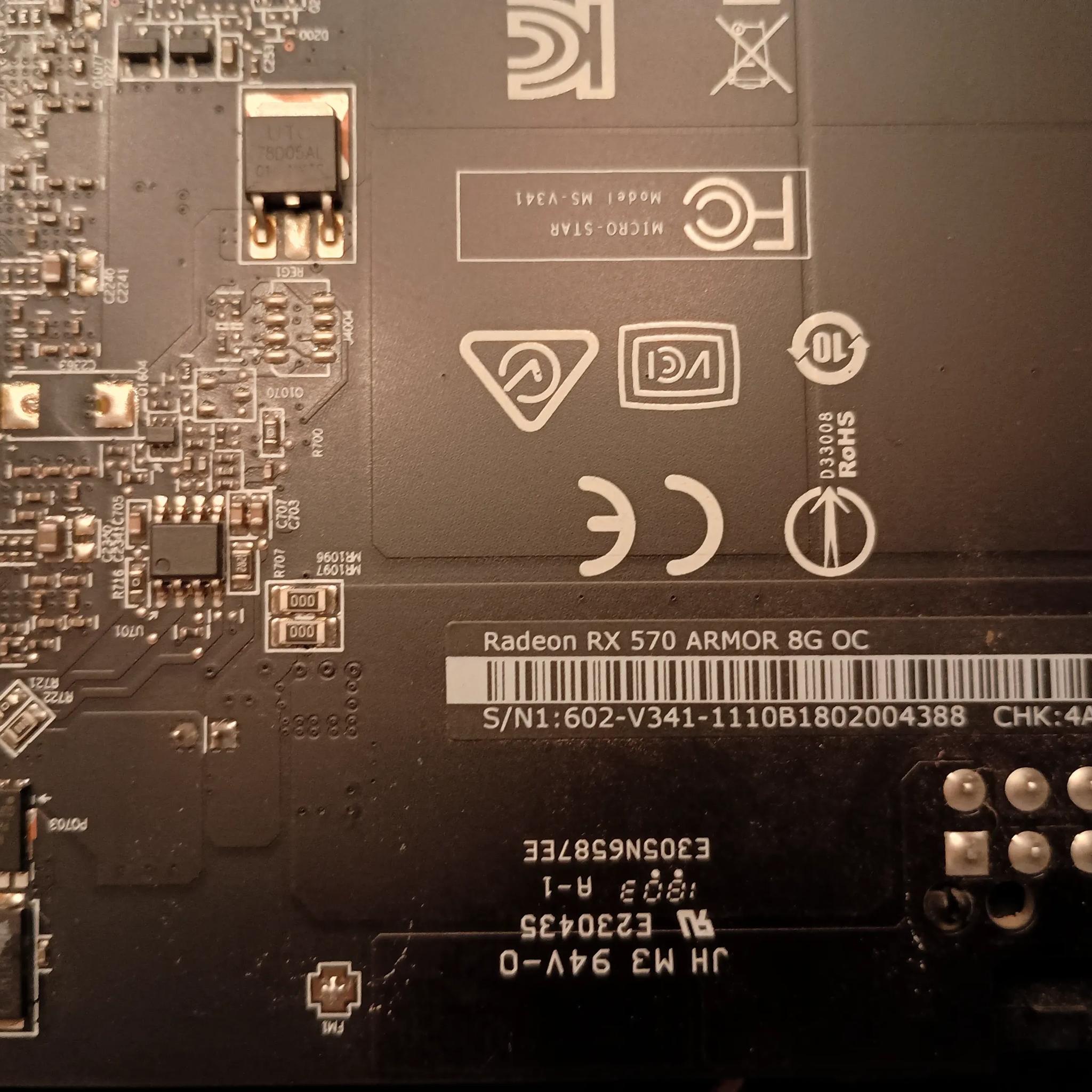 MSI Armor RX 570 RX570 8G OC