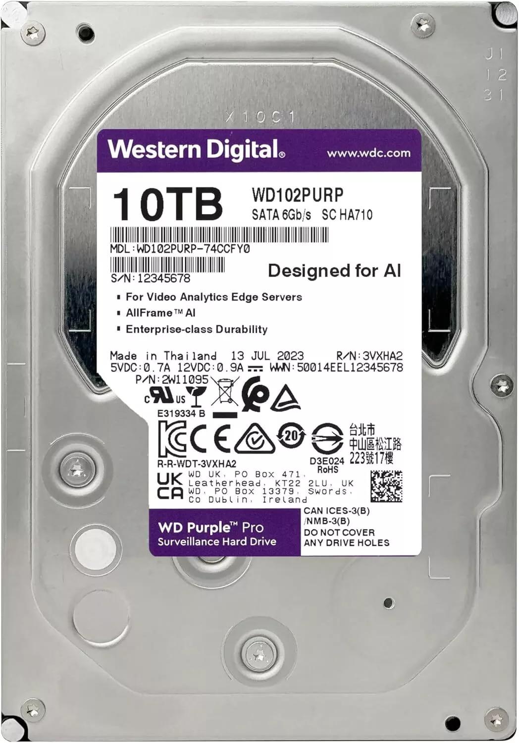WD 10TB WD Purple Pro Surveillance Internal Hard Drive HDD WD102PURP