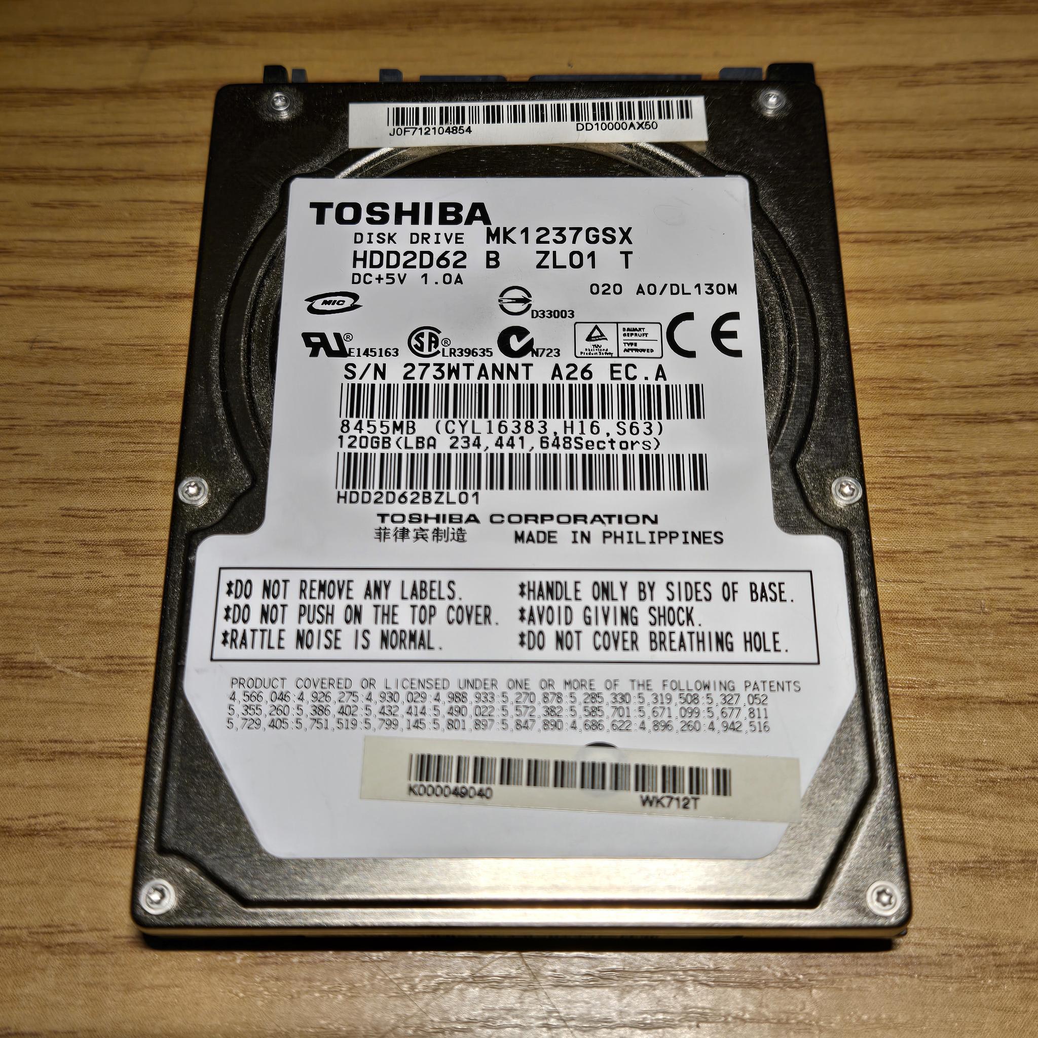 USED Toshiba 120GB 5400RPM HDD