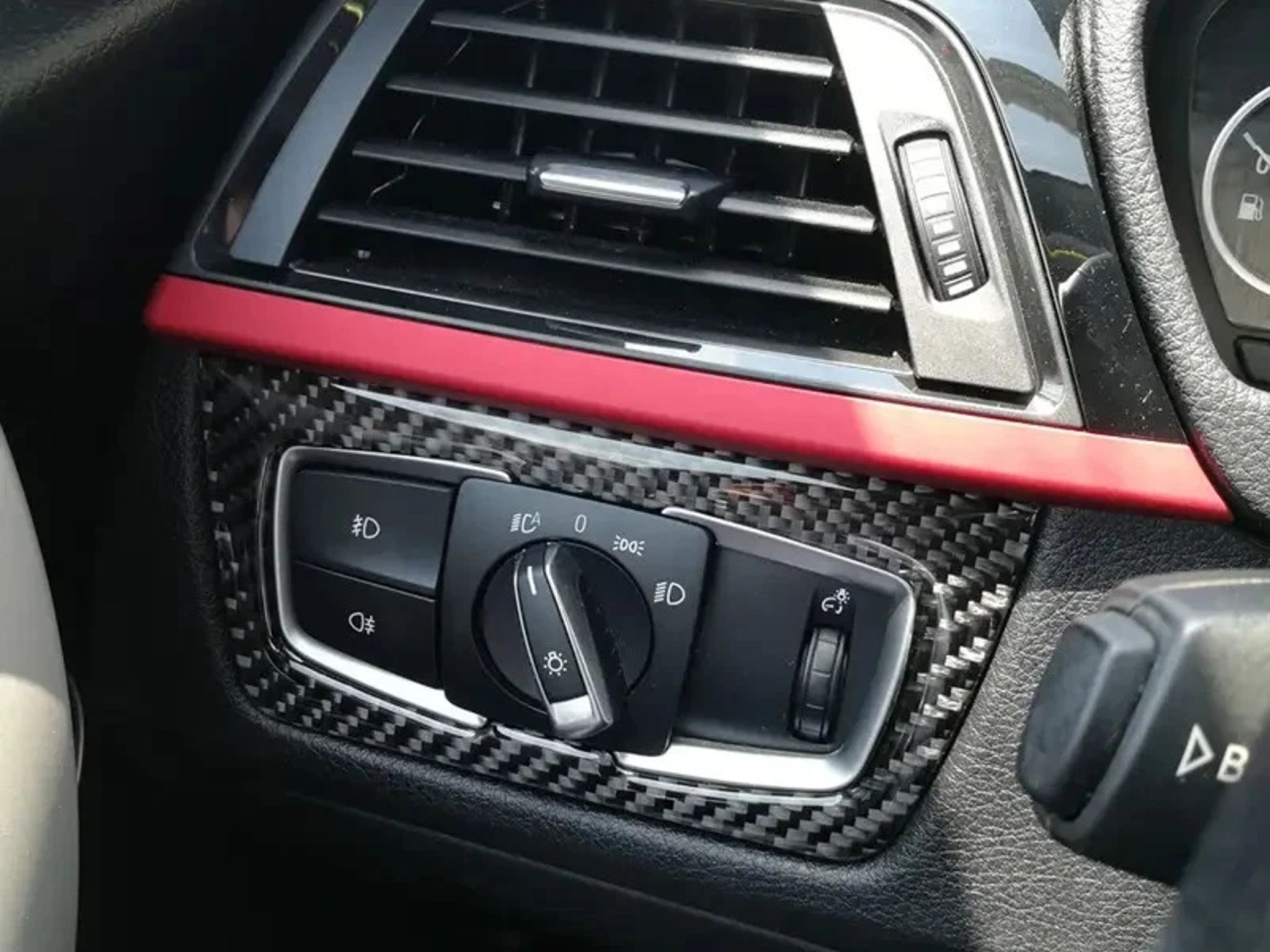 Carbon Fiber Headlight Control Decorative Sticker for BMW 3 Series (2013-2017)