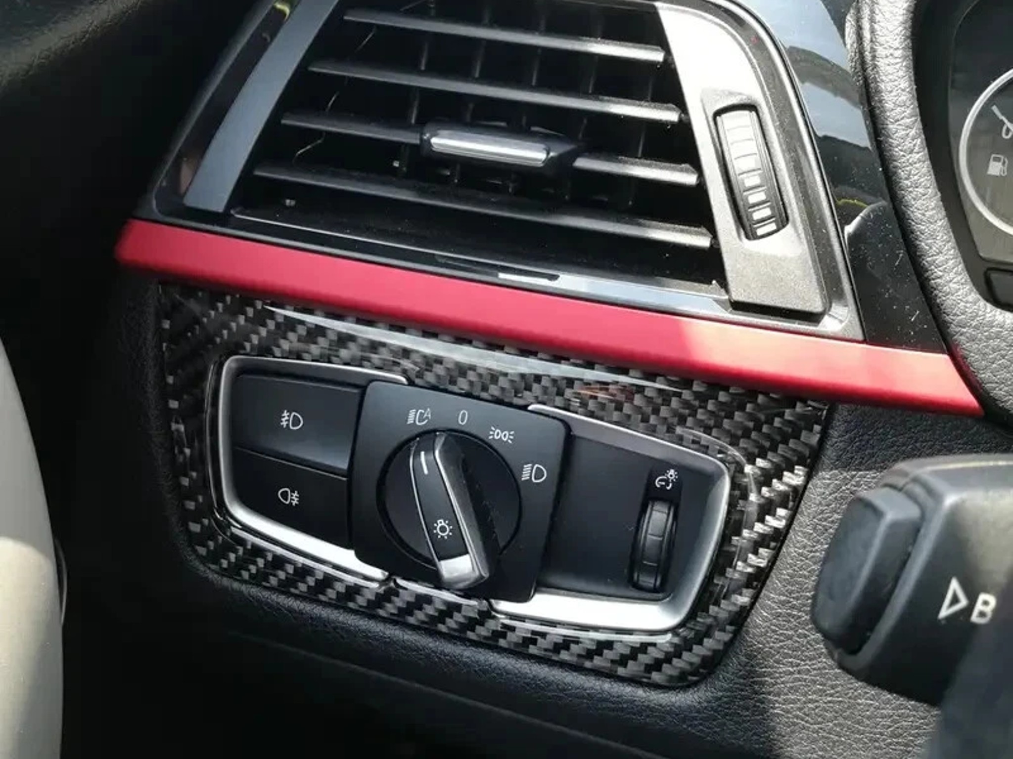 Carbon Fiber Headlight Control Decorative Sticker for BMW 3 Series (2013-2017)