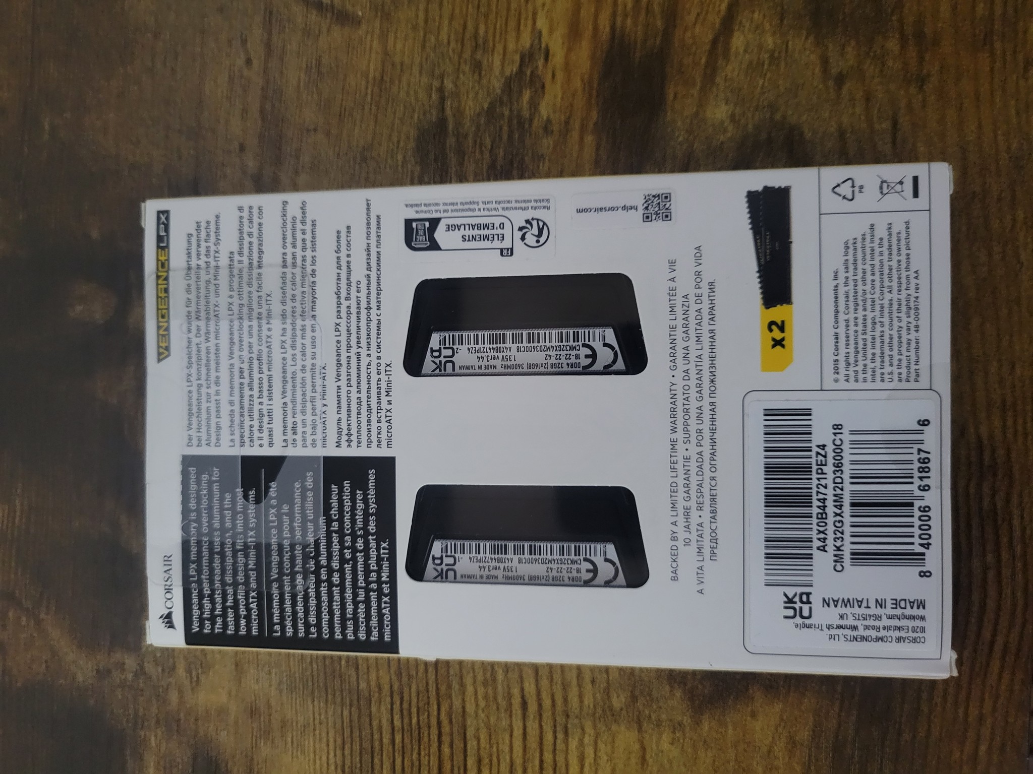 32GB Cosair Vengeance LPX 3600mhz