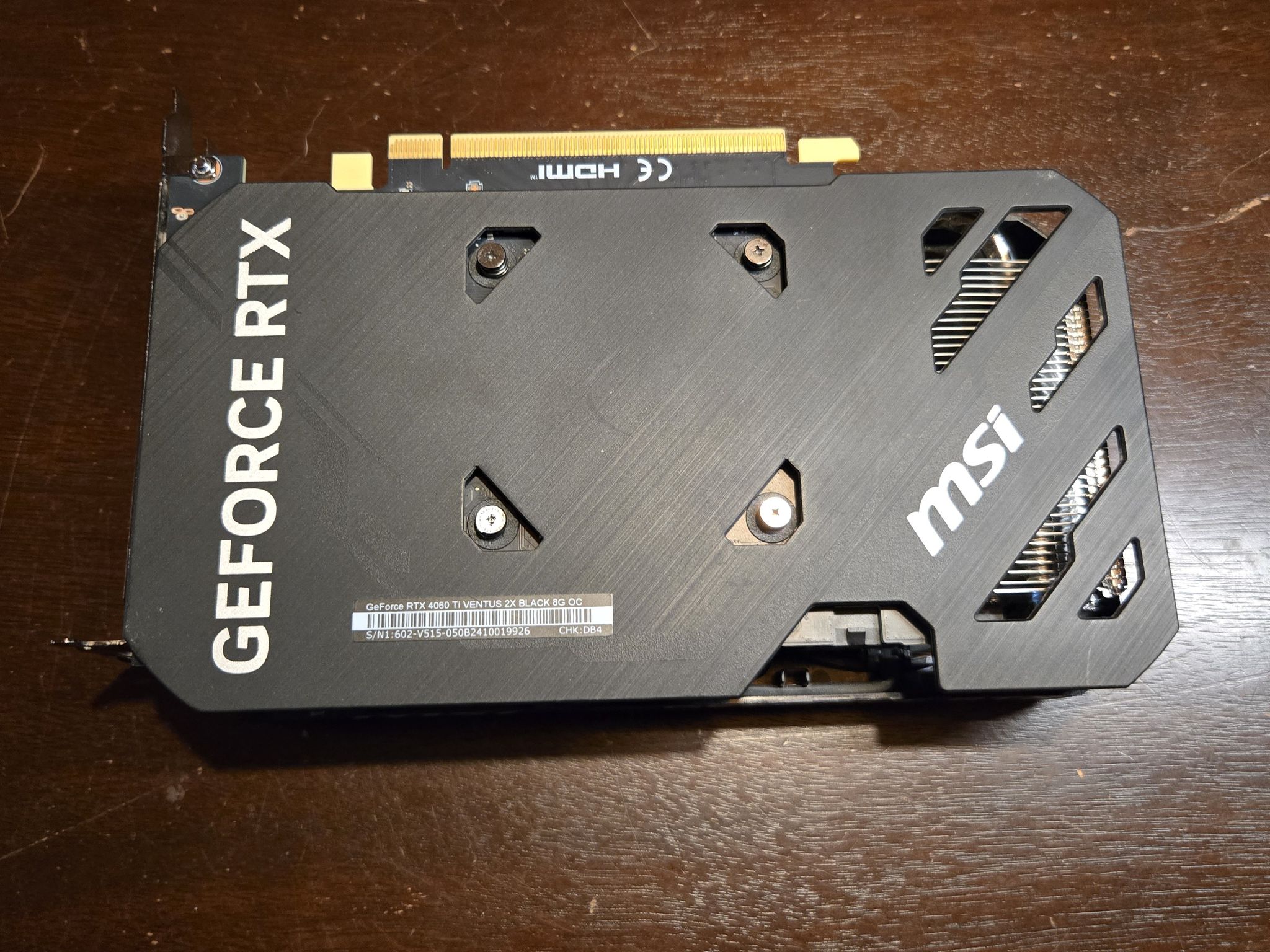 MSI VENTUS 2X BLACK OC GeForce RTX 4060 Ti 8GB