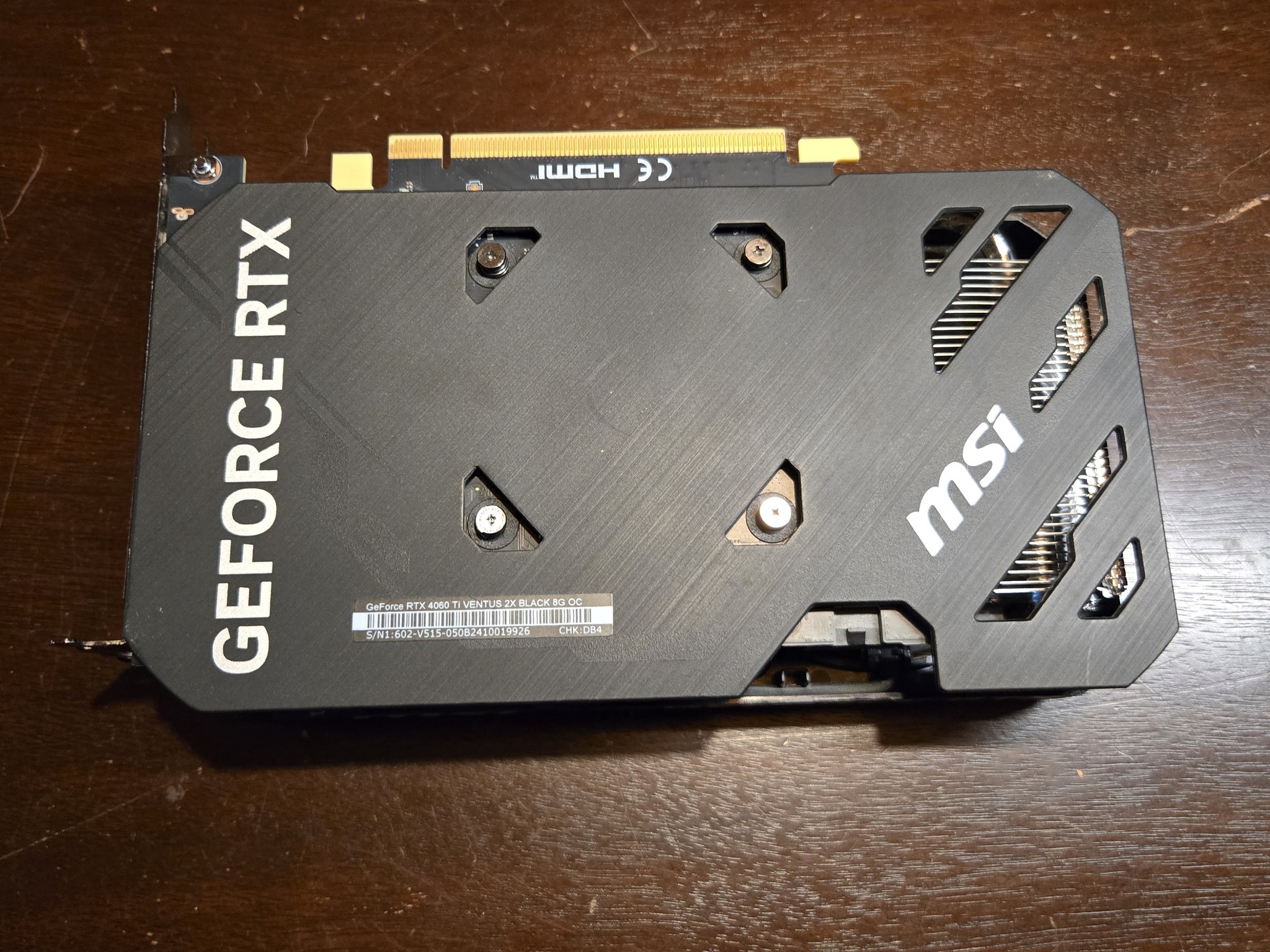 MSI VENTUS 2X BLACK OC GeForce RTX 4060 Ti 8GB
