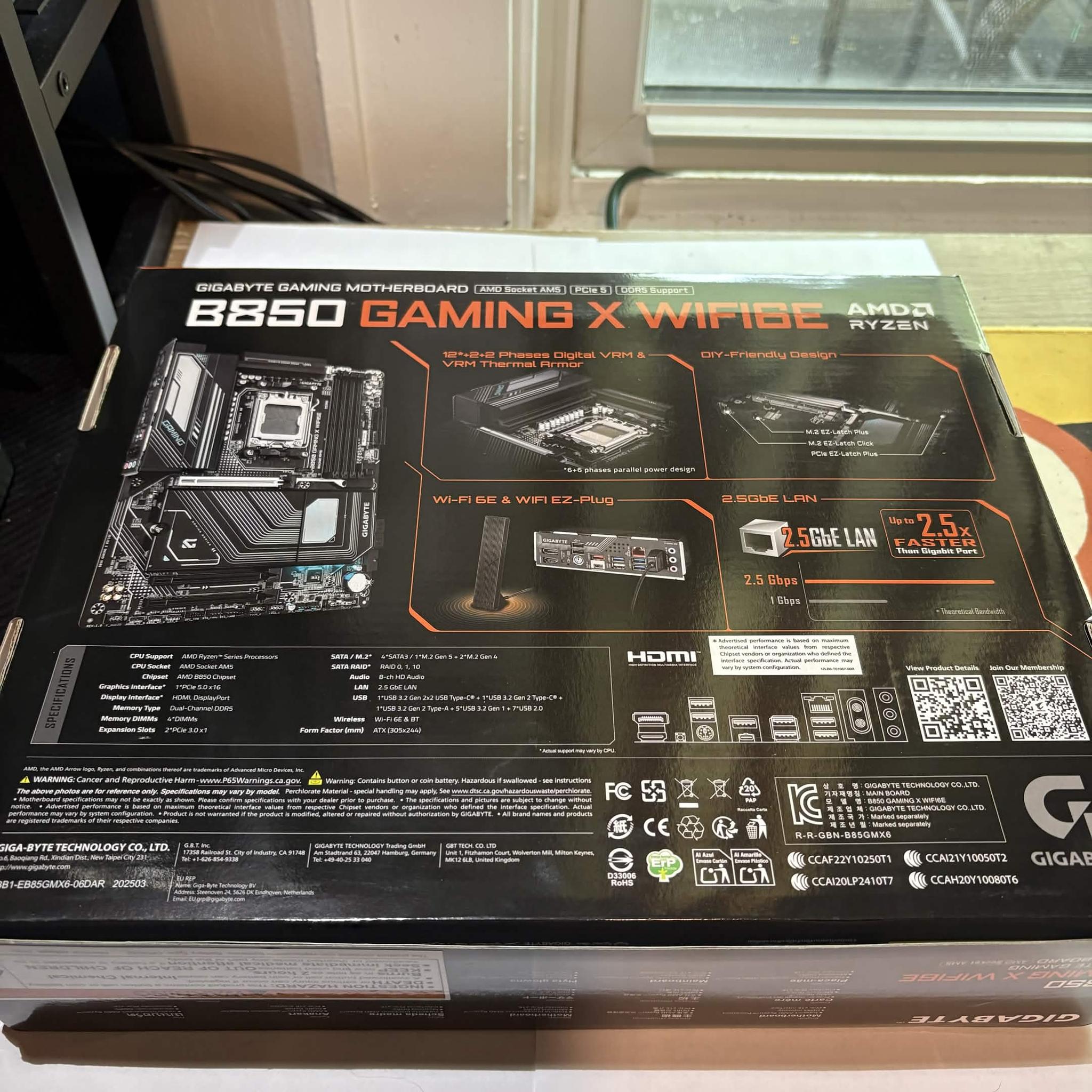 Gigabyte B850 Gaming X WiFi AM5 DDR5 Motherboard New/Open Box (ED)