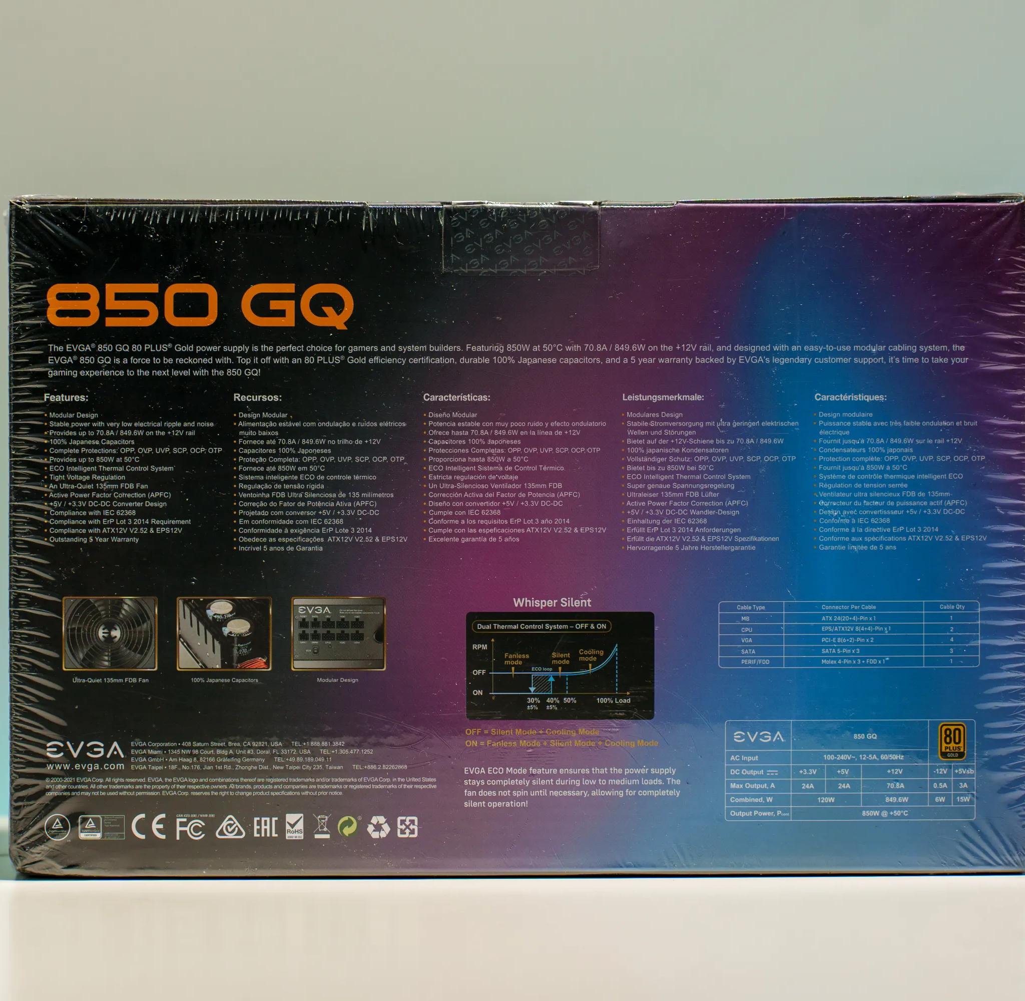 EVGA 850 GQ 80+ Gold 850W Power Supply