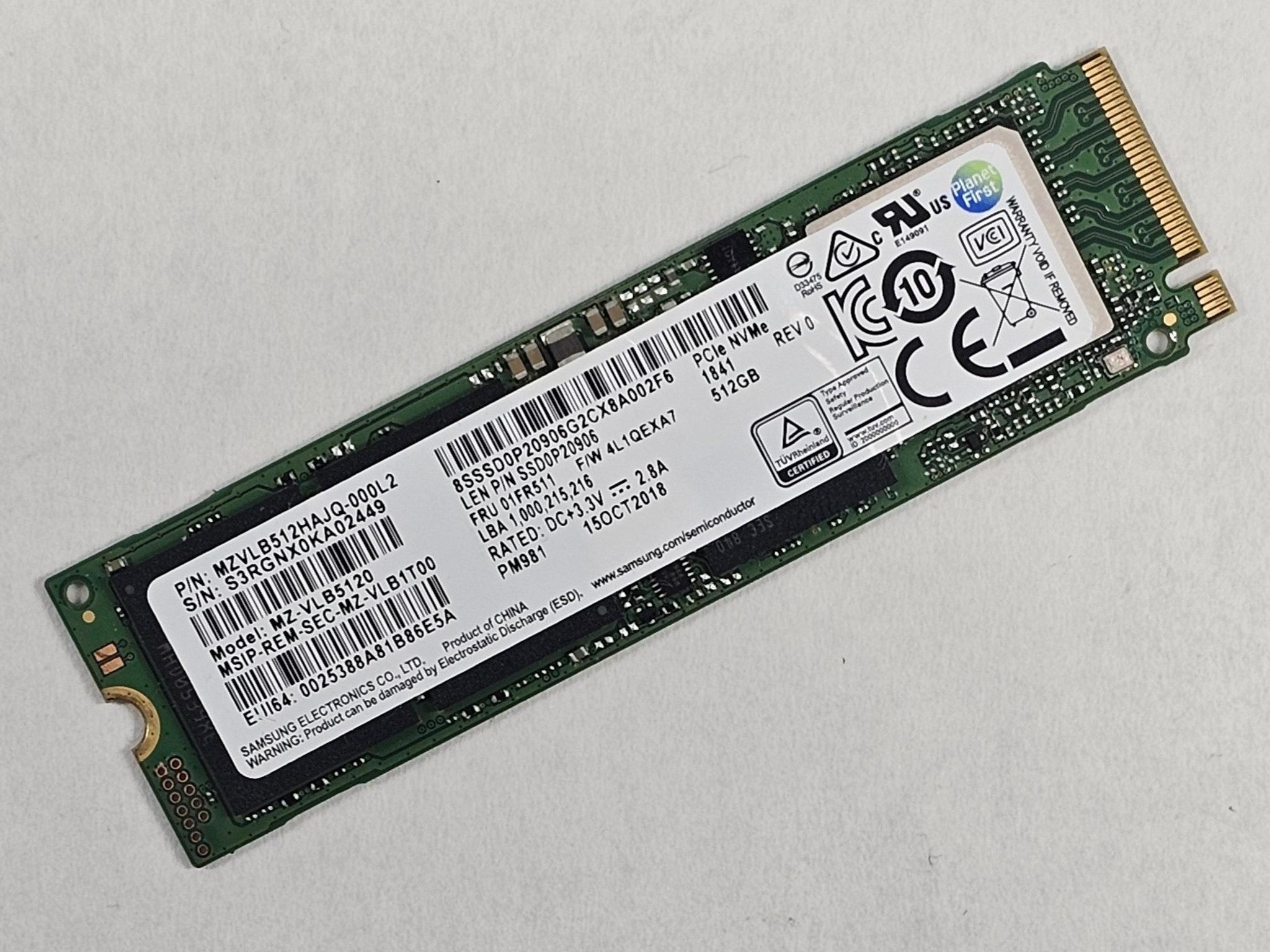 512GB NVMe M.2 SSD Samsung PM981 Gen3