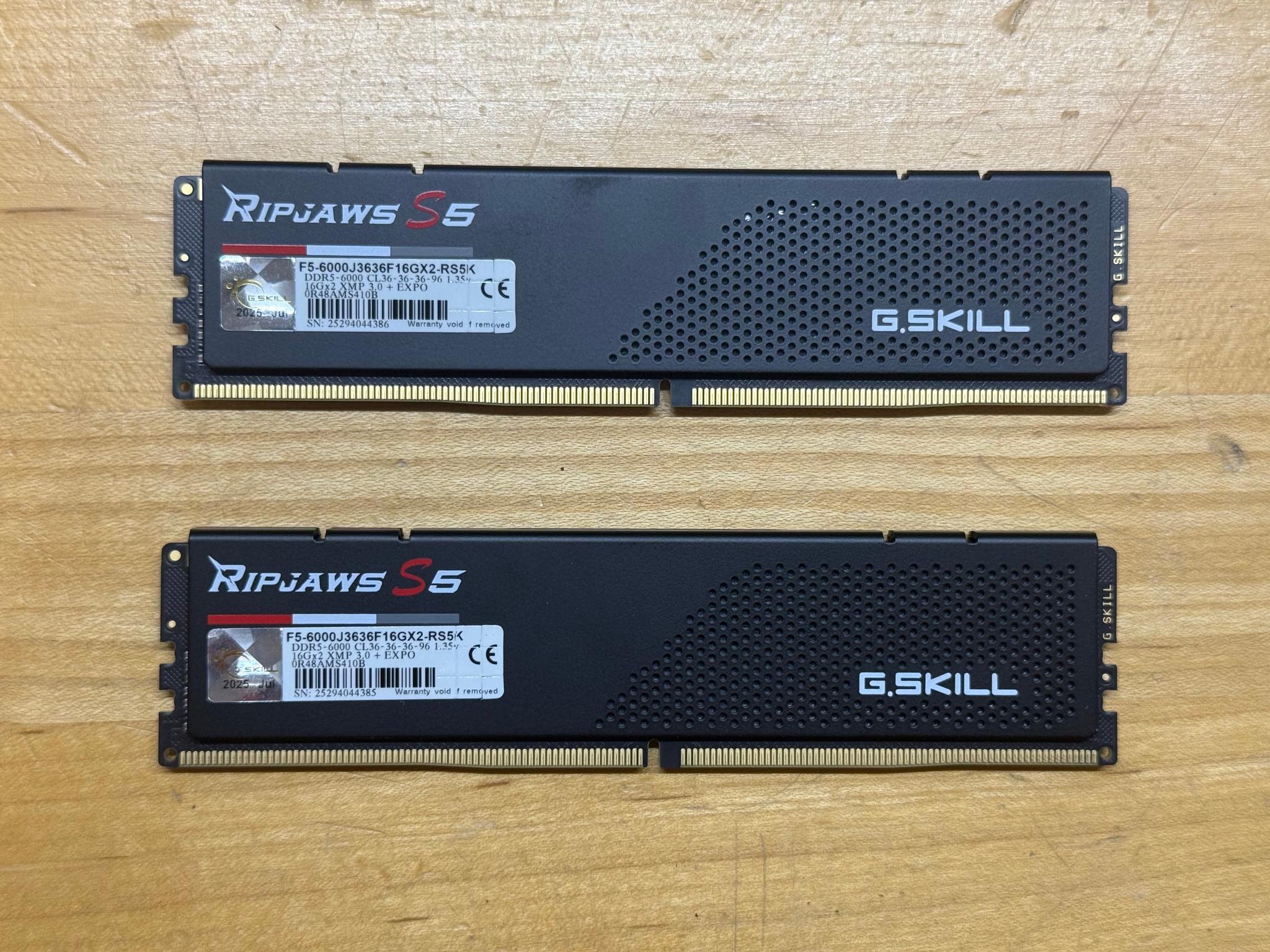 G.SKILL Ripjaws S5 32GB (2x 16GB) DDR5-6000 CL36 (F5-6000J3636F16GX2-RS5K)