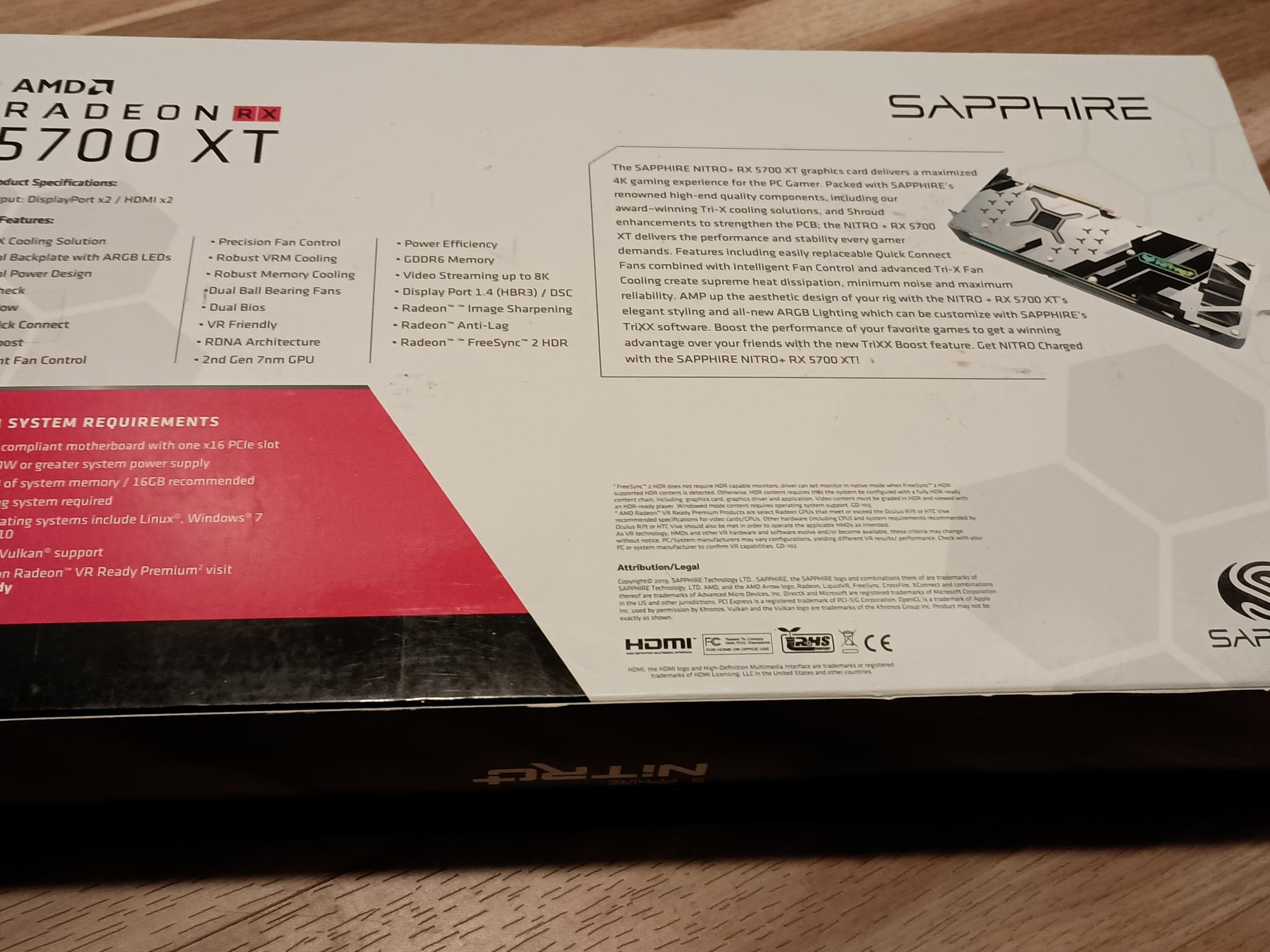 RX 5700 XT 8GB, Sapphire Nitro+ GPU