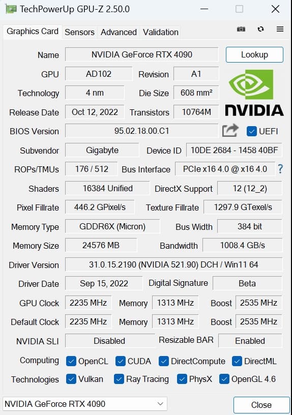 Gigabyte GeForce RTX 4090 GAMING OC 24G