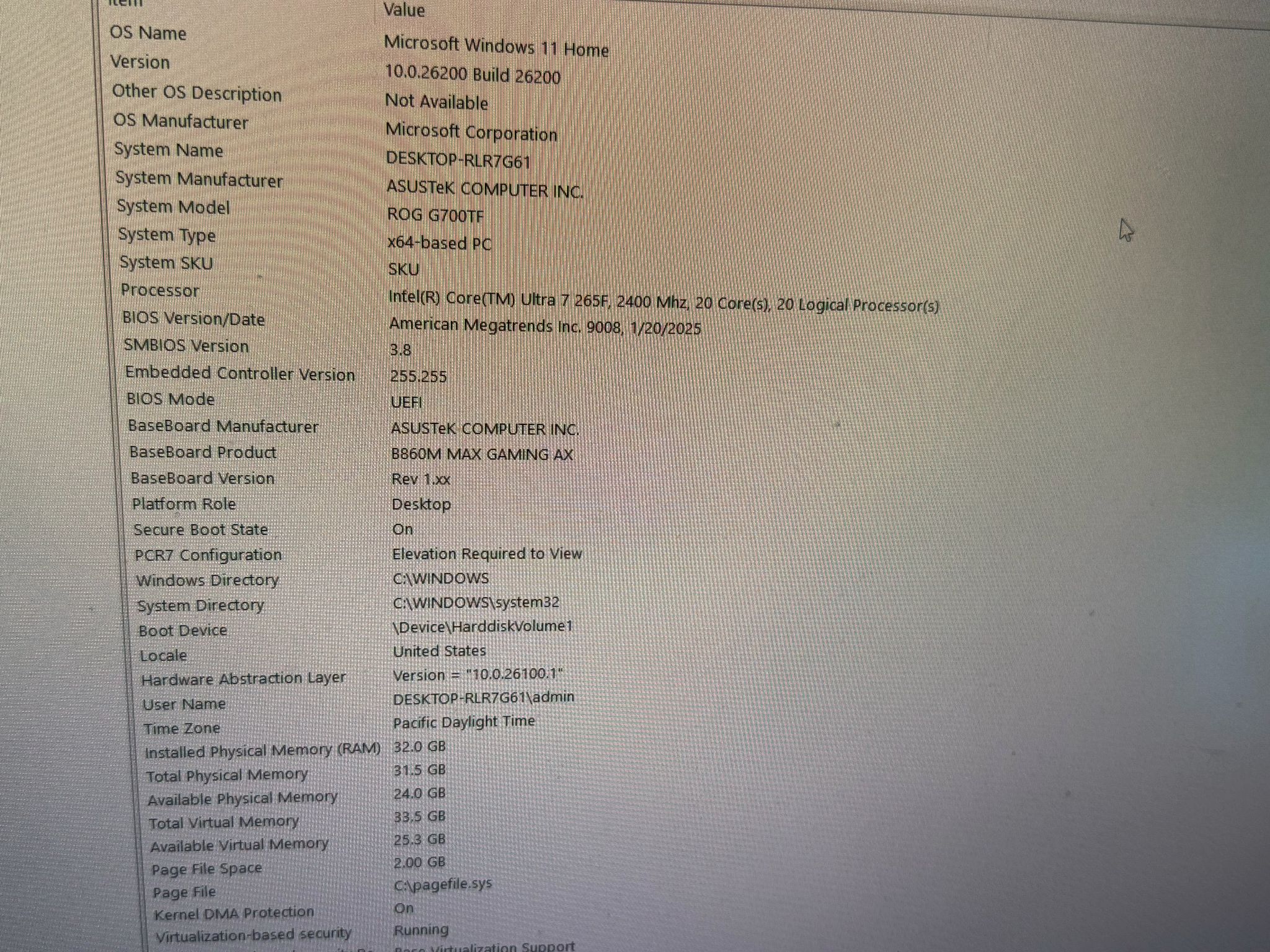 ASUS ROG G700TF-DS766Ti (2025) Gaming PC Intel Ultra 7 265F, RTX 4060 TI Dual, 32GB DDR5 - 6000MHZ