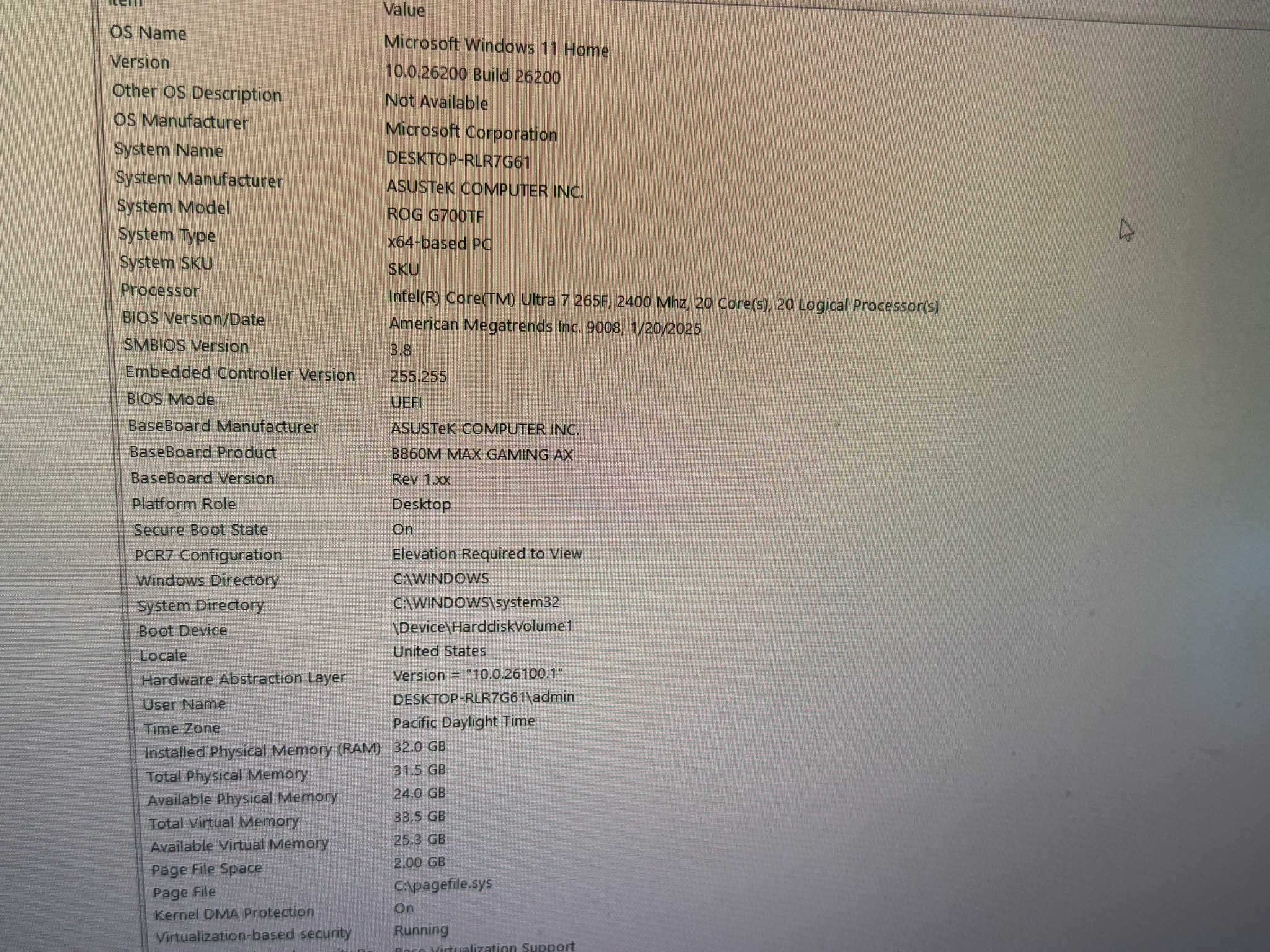 ASUS ROG G700TF-DS766Ti (2025) Gaming PC Intel Ultra 7 265F, RTX 4060 TI Dual, 32GB DDR5 - 6000MHZ