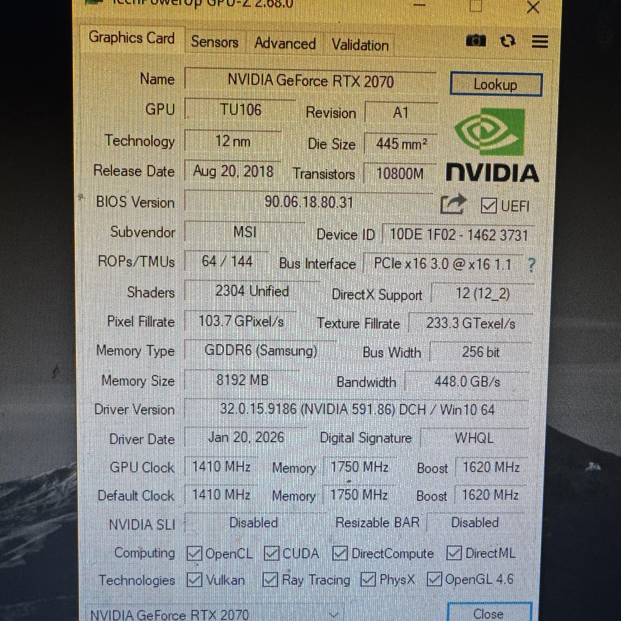MSI GeForce RTX 2070 VENTUS 8G