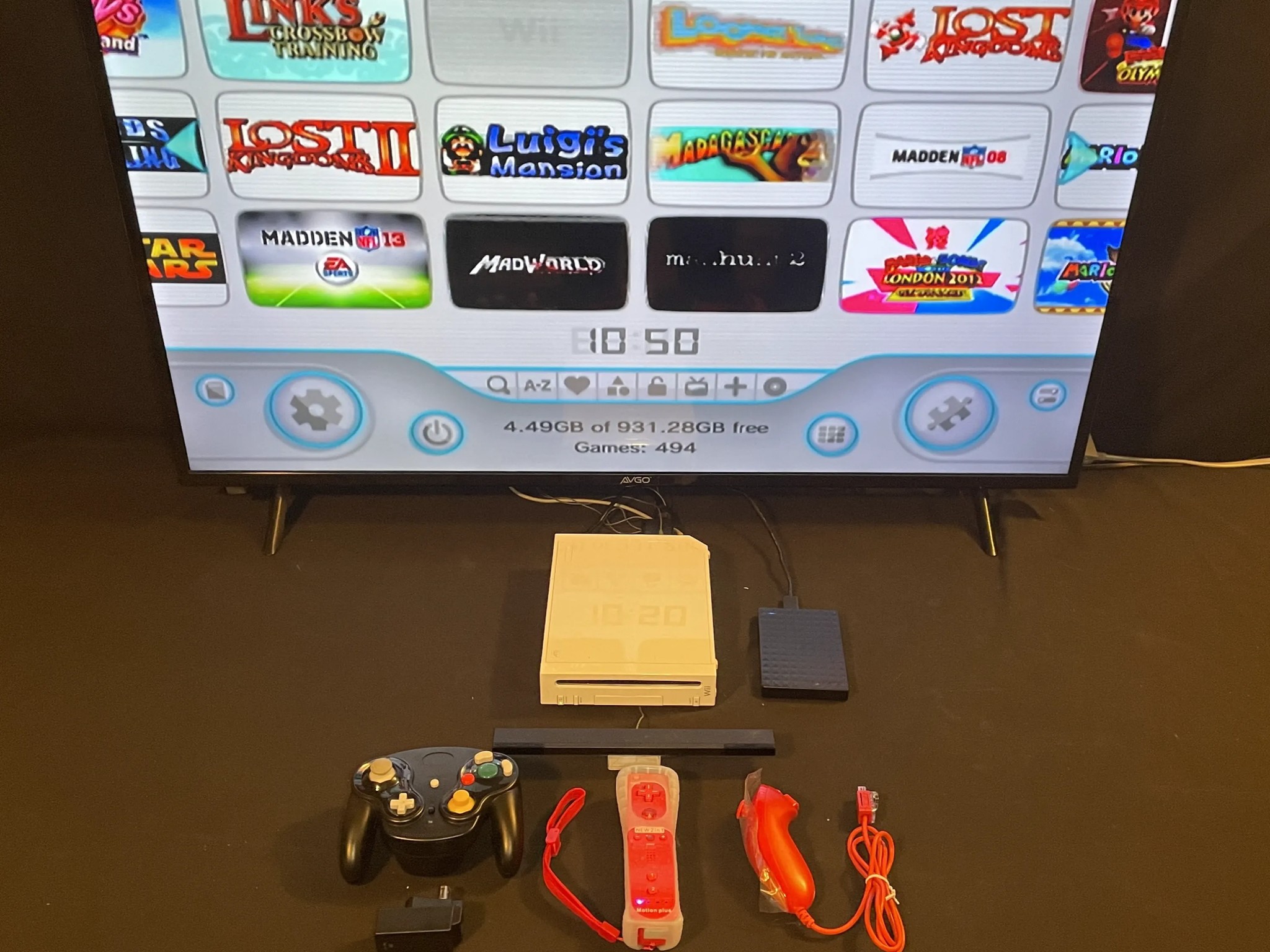 Nintendo Wii 1TB HDMI Red Wii Mote Black Wireless Gamecube Controller