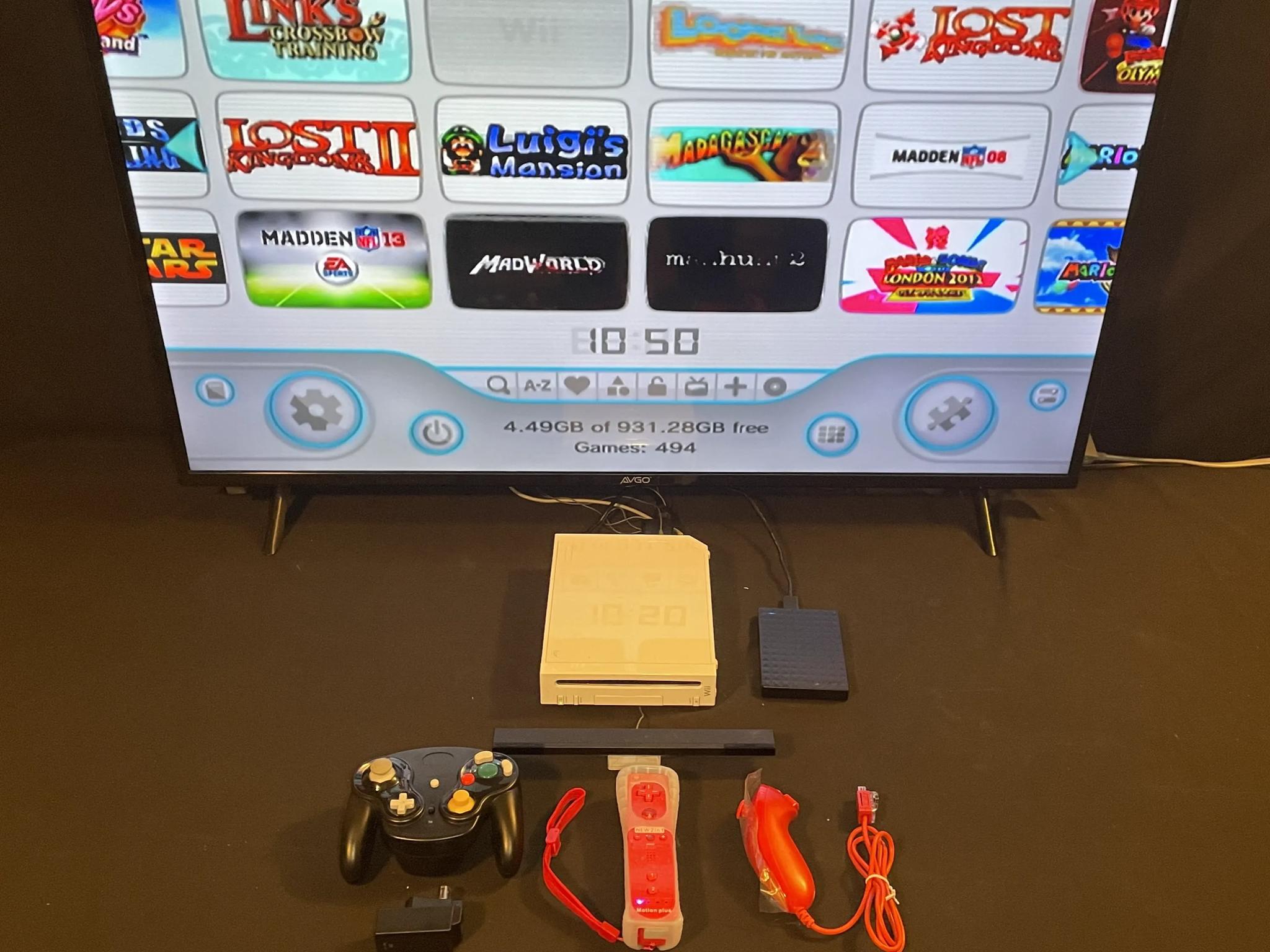 Nintendo Wii 1TB HDMI Red Wii Mote Black Wireless Gamecube Controller