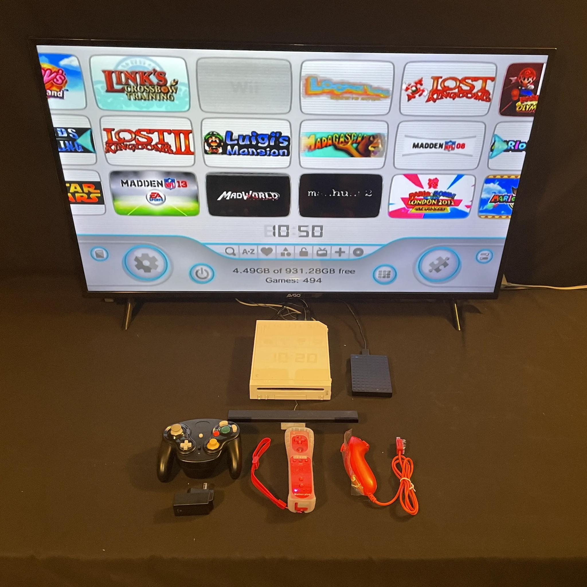 Nintendo Wii 1TB HDMI Red Wii Mote Black Wireless Gamecube Controller