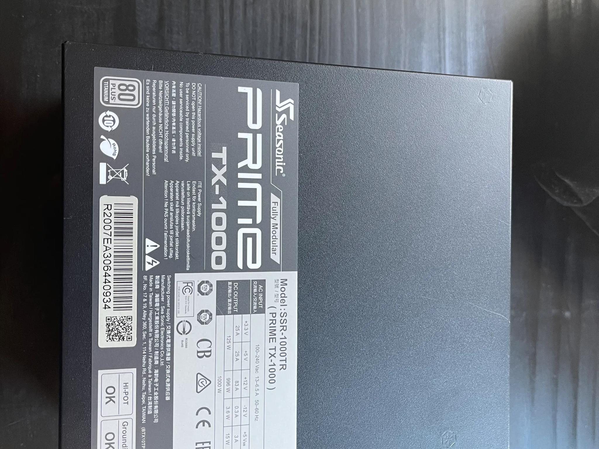 ⚠️NEW OPEN BOX⚠️ SeaSonic PRIME TX-1000 80+ Titanium Fully Modular PSU