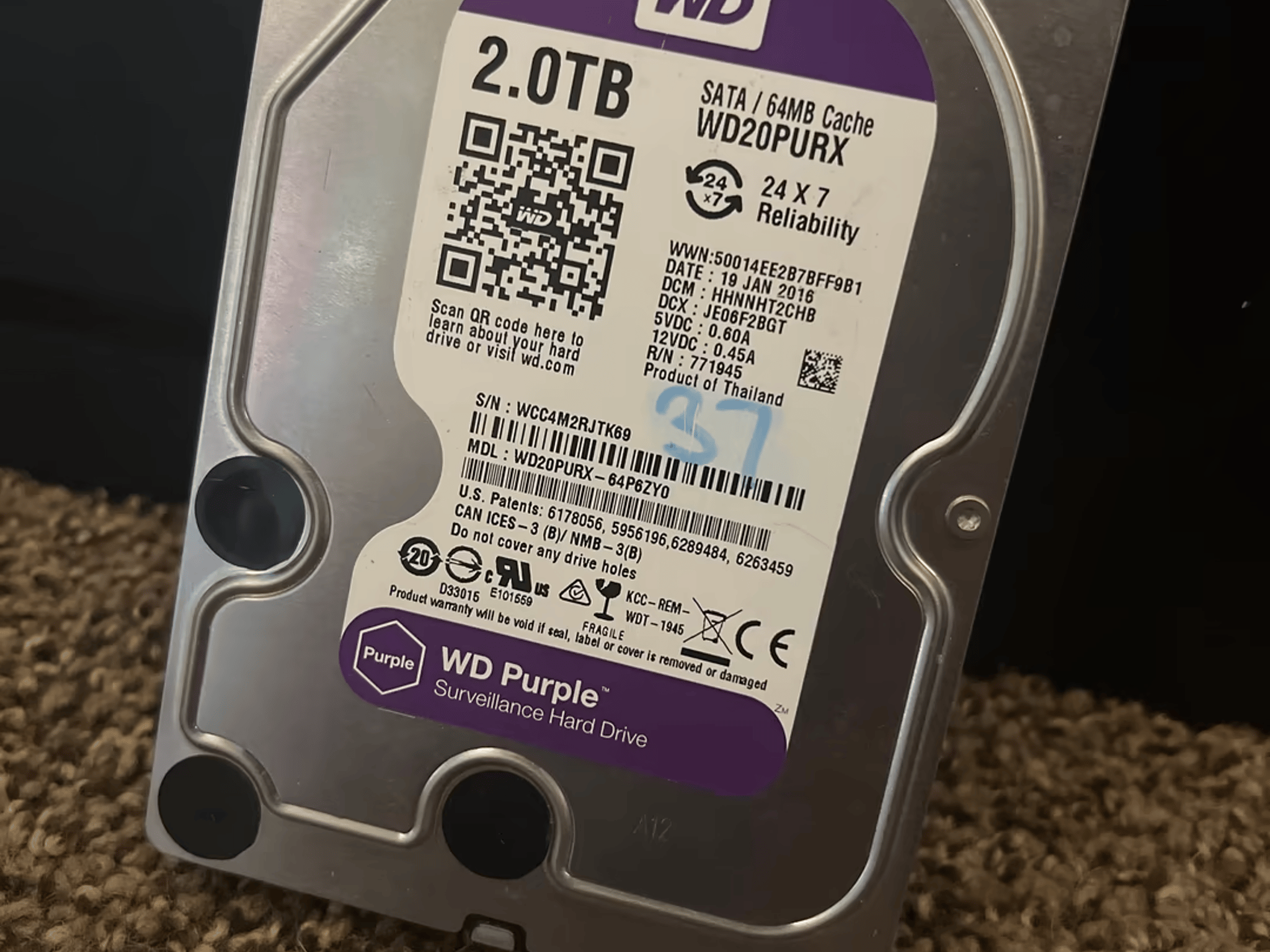 Western Digital Purple 2TB 3.5” Hard Drive 