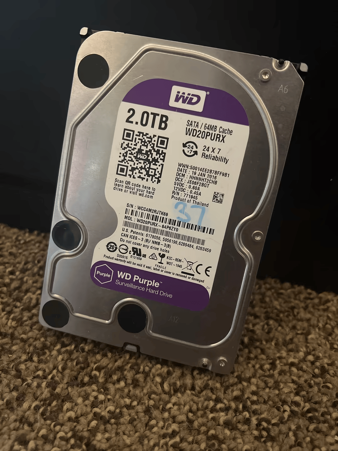 Western Digital Purple 2TB 3.5” Hard Drive 