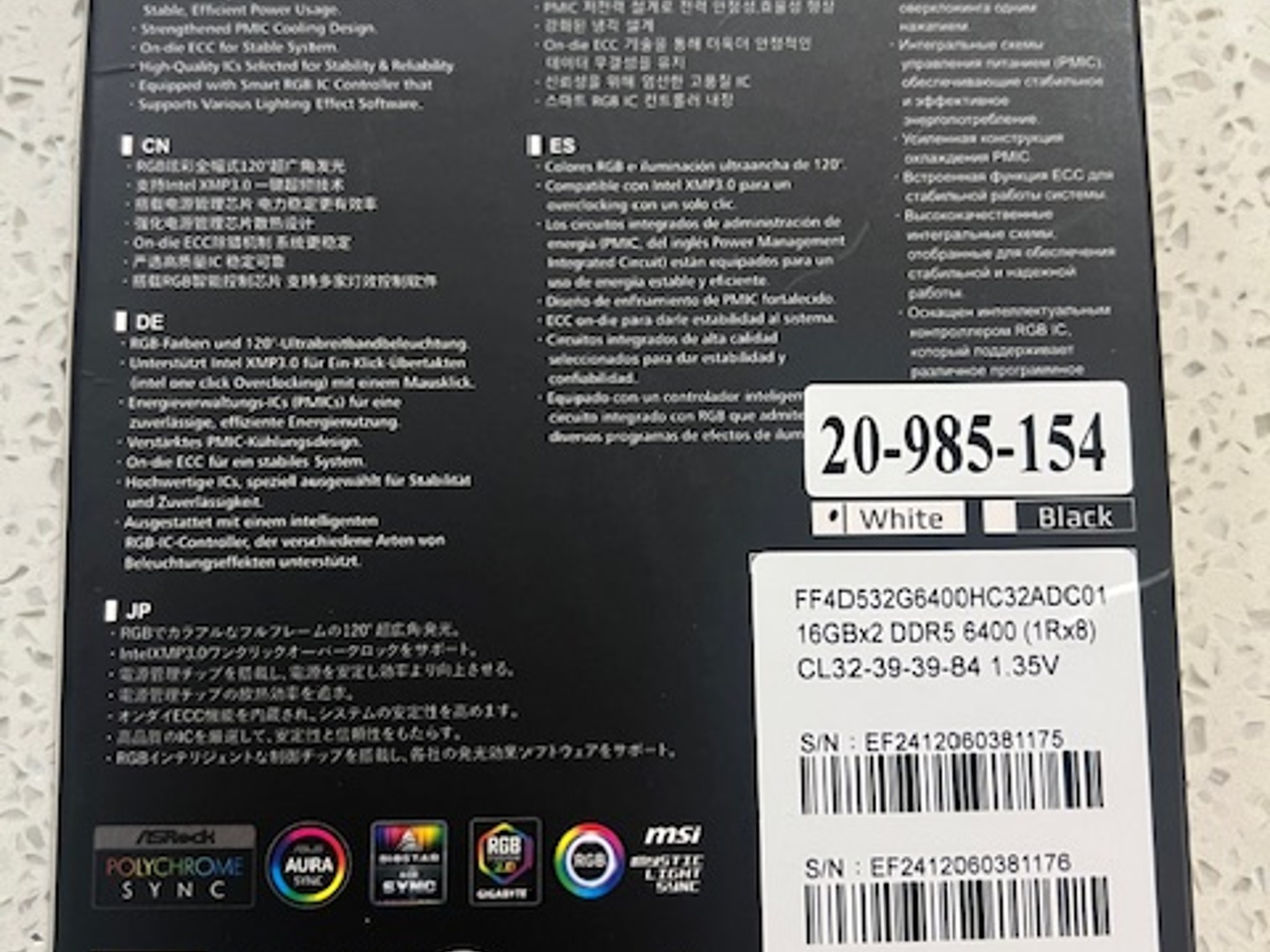Team T-Force Delta RGB 32GB (2 x 16GB) 288-Pin PC RAM DDR5 6400 (PC5 51200) Desktop Memory